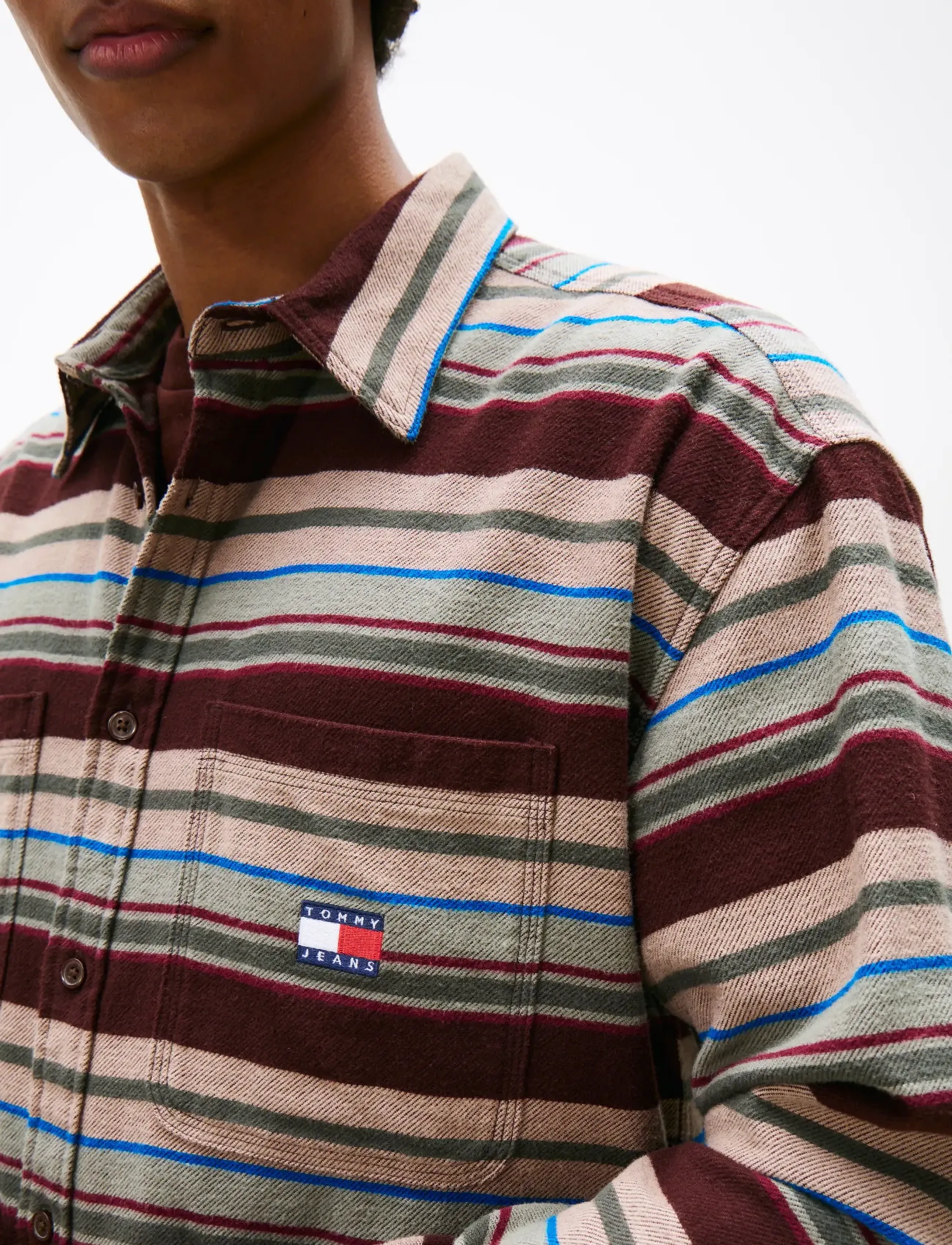 Tommy Jeans - TJM UTILITY FLANNEL OVERSHIRT - flannel shirts - rich brown / horizontal stripes - 5