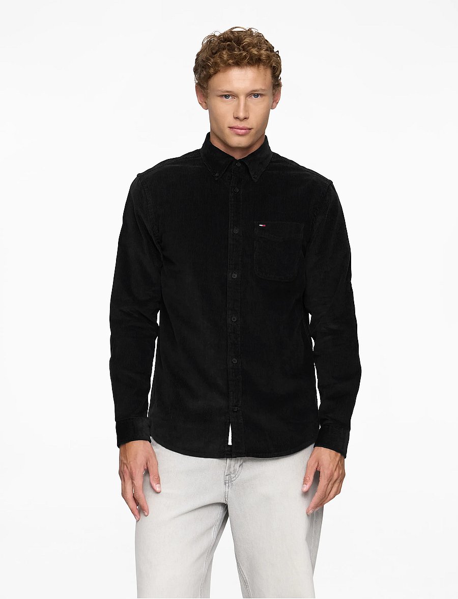 Tommy Jeans - TJM REG BABY CORD SHIRT EXT - chemises en velours côtelé - black - 0