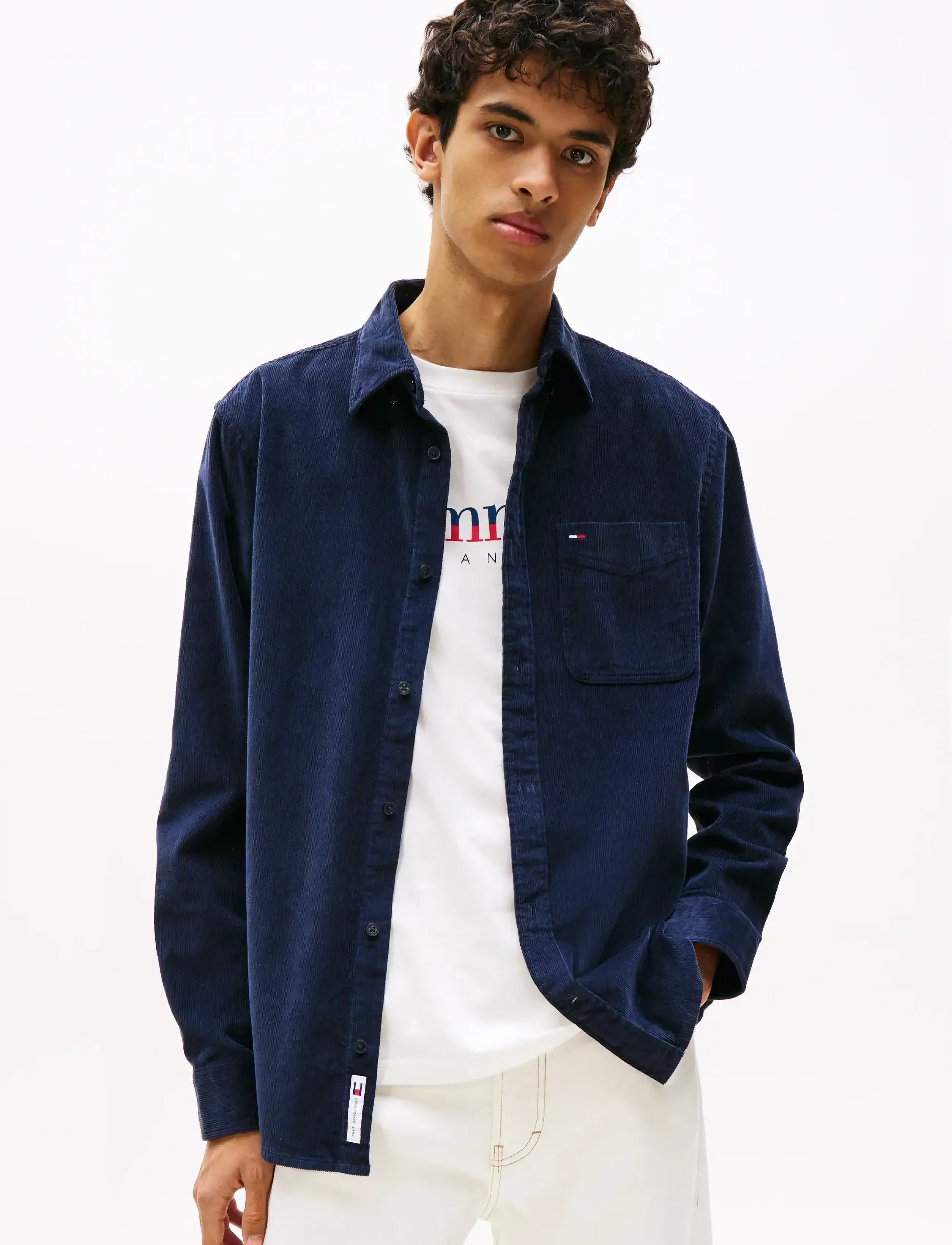 Tommy Jeans Tjm Reg Baby Cord Shirt Ext, XS, Shirts, Marineblau - Corduroy Männerswear