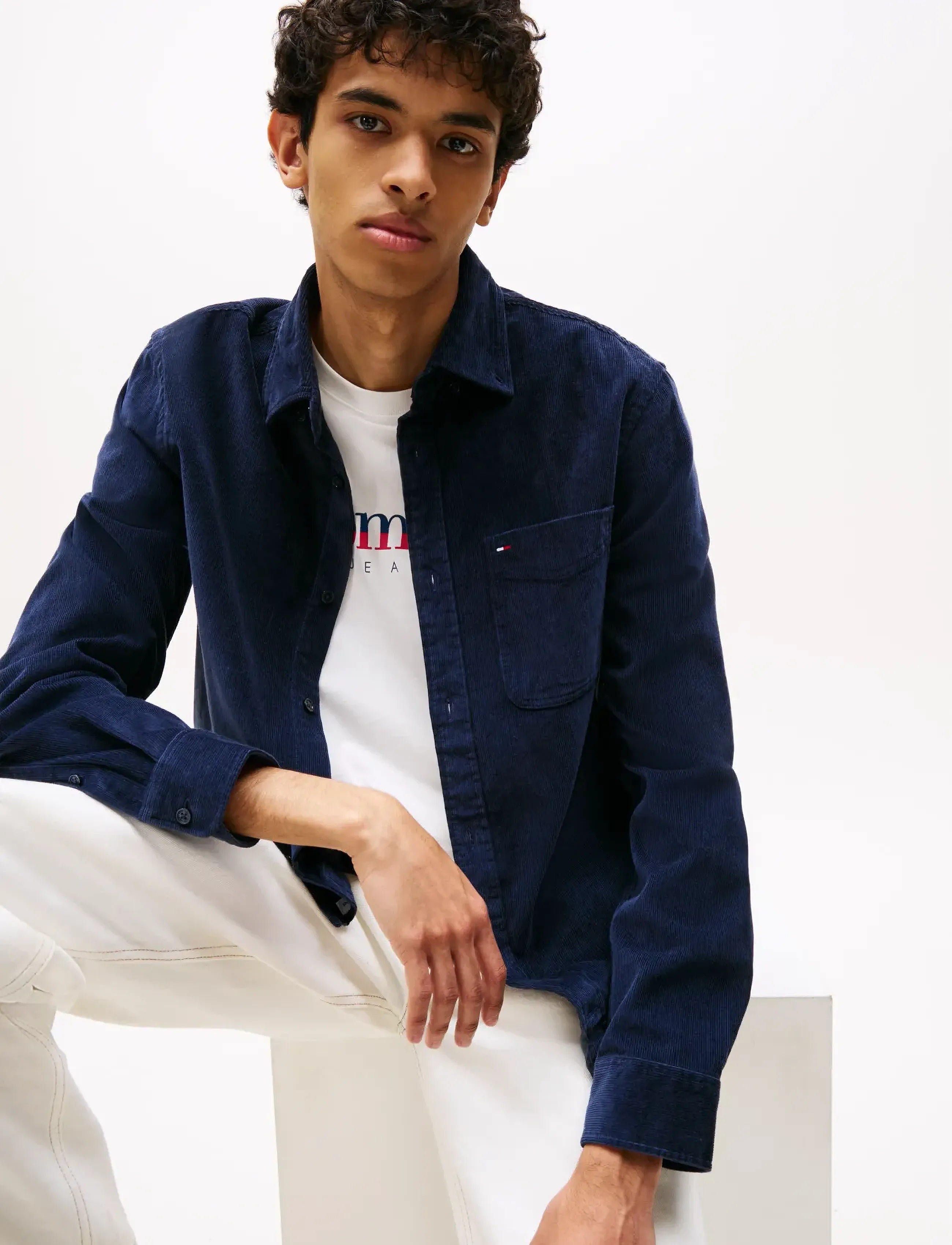 Tommy Jeans - TJM REG BABY CORD SHIRT EXT - fløjlsskjorter - dark night navy - 4