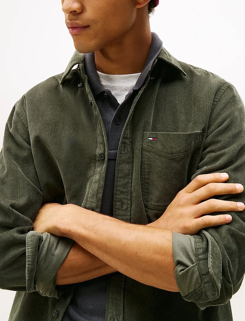 Tommy Jeans - TJM REG BABY CORD SHIRT EXT - manchesterskjortor - pewter green - 5