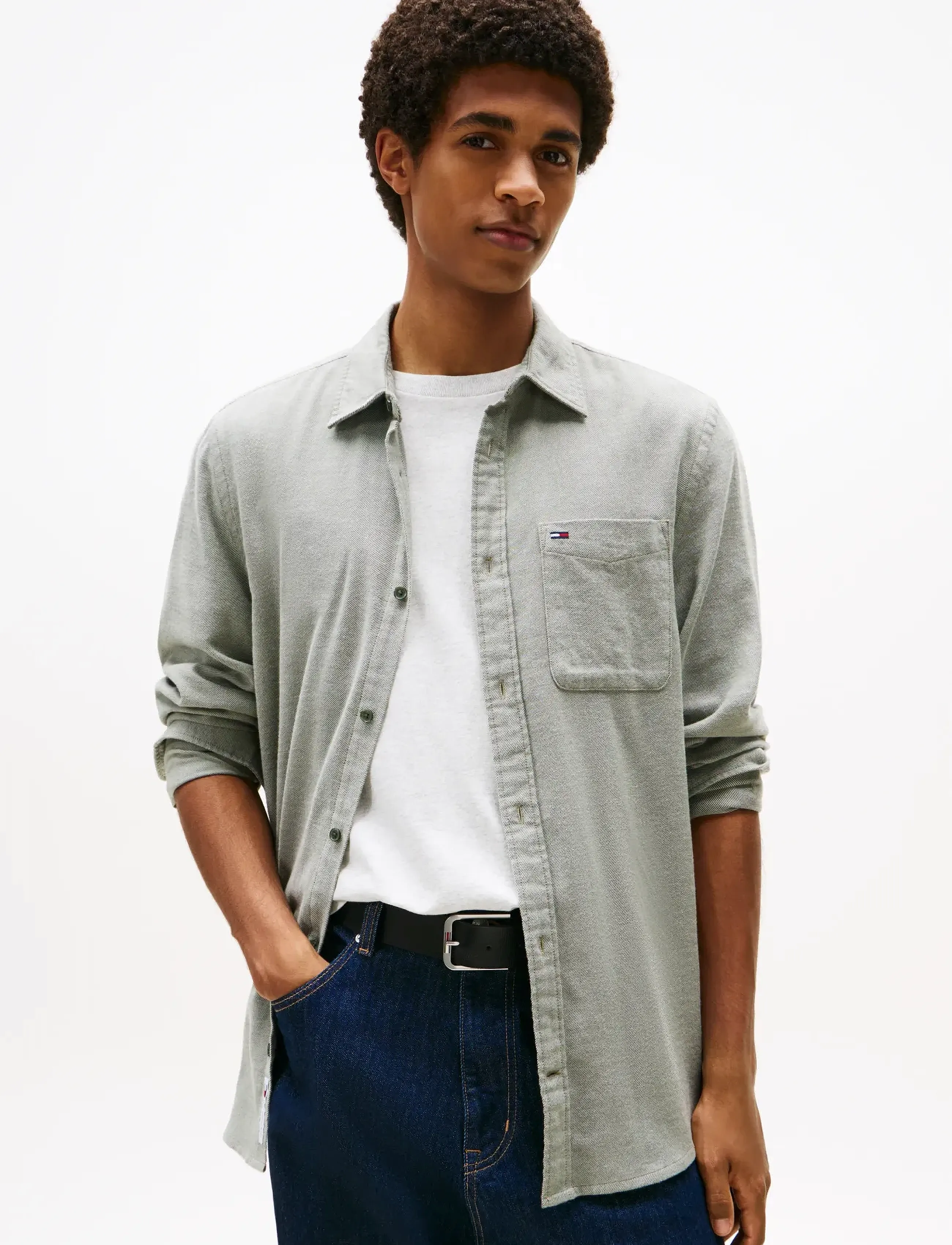 Tommy Jeans Tjm Reg Flannel Shirt Ext, XL, Shirts, Khakigrün - Männerswear