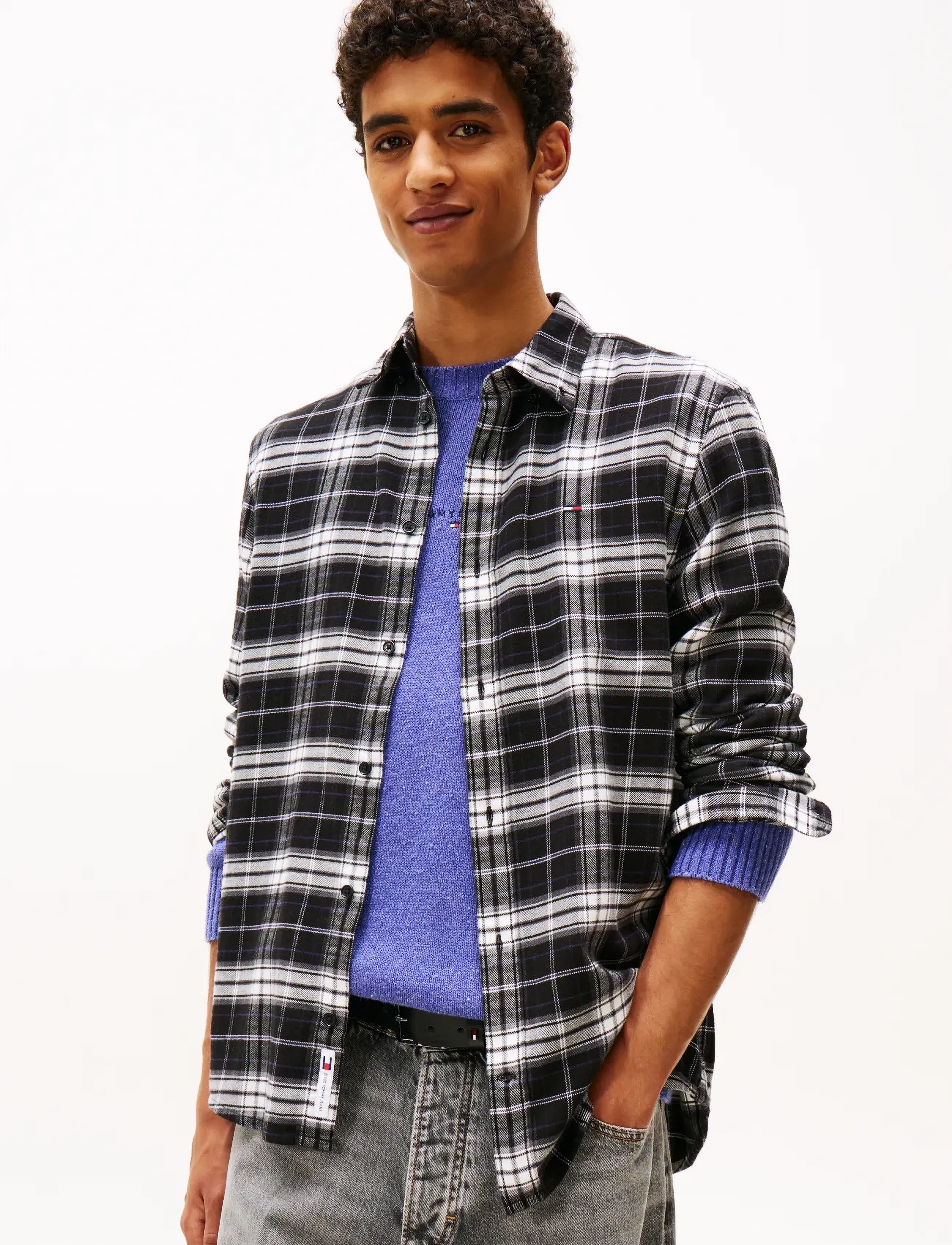 Tommy Jeans - TJM REG FLANNEL CHECK SHIRT EXT - flanell-hemden - black big check - 0