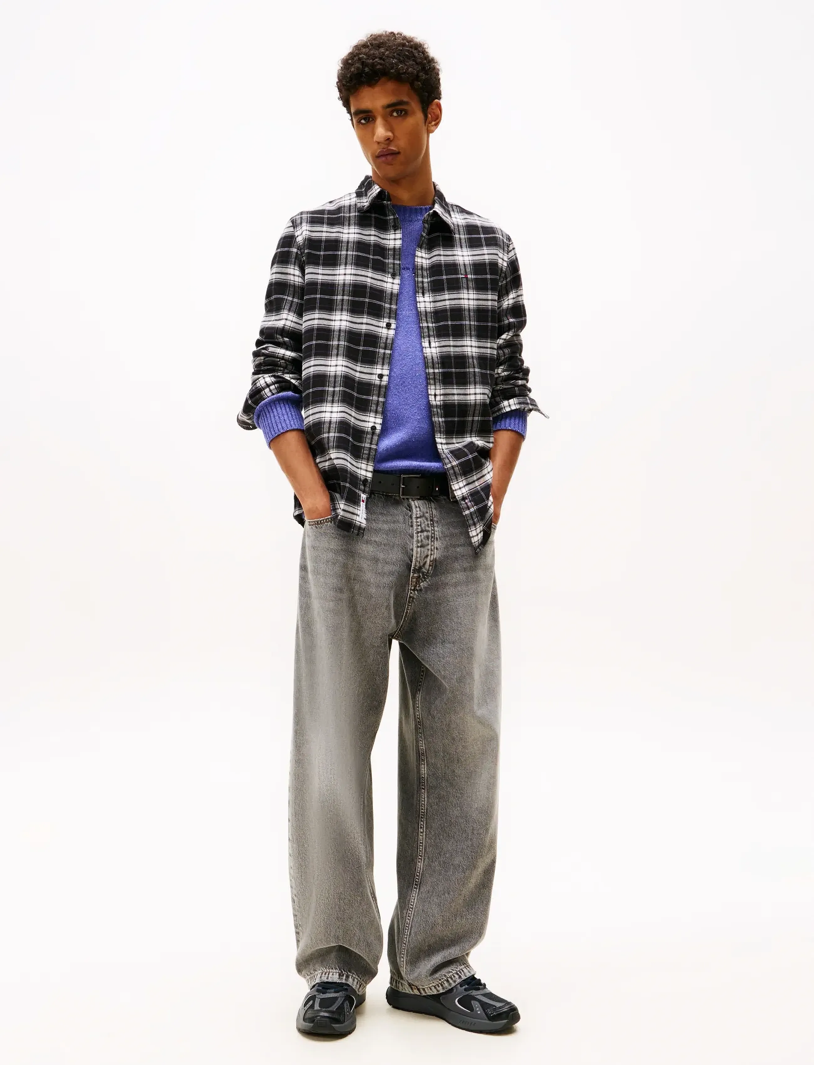 Tommy Jeans - TJM REG FLANNEL CHECK SHIRT EXT - flanell-hemden - black big check - 2