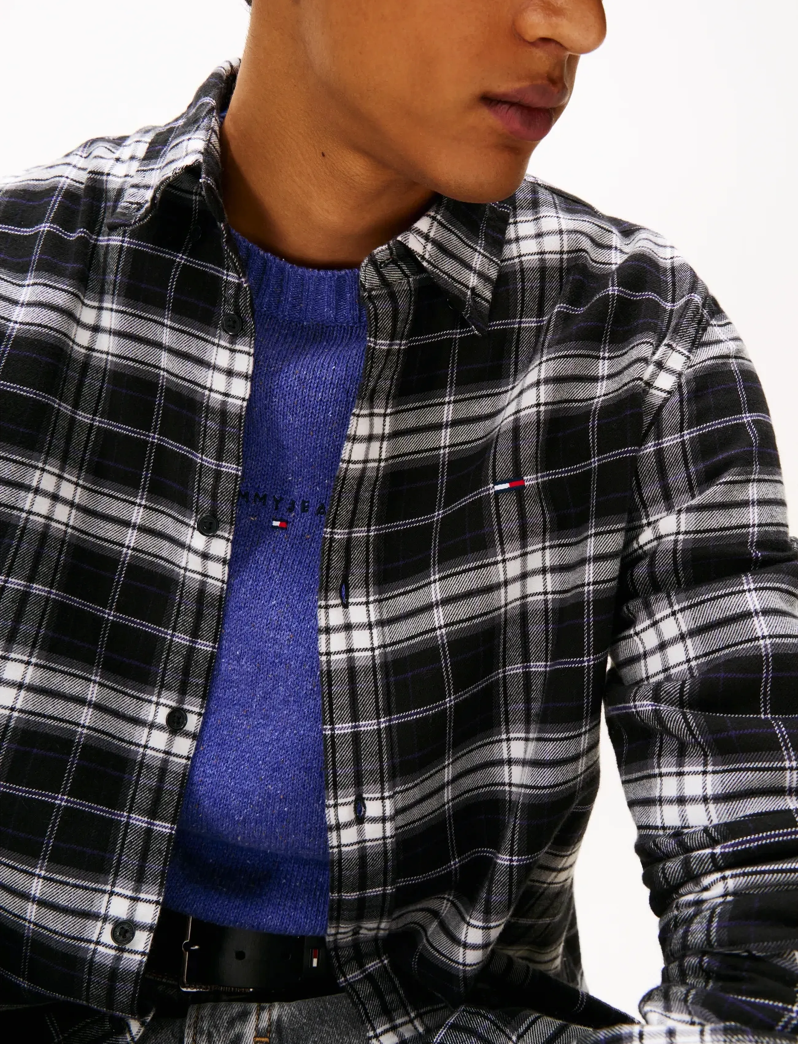 Tommy Jeans - TJM REG FLANNEL CHECK SHIRT EXT - flanell-hemden - black big check - 4