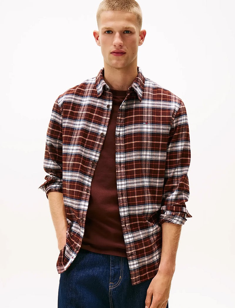 Tommy Jeans - TJM REG FLANNEL CHECK SHIRT EXT - flanellsärgid - rich brown big check - 0