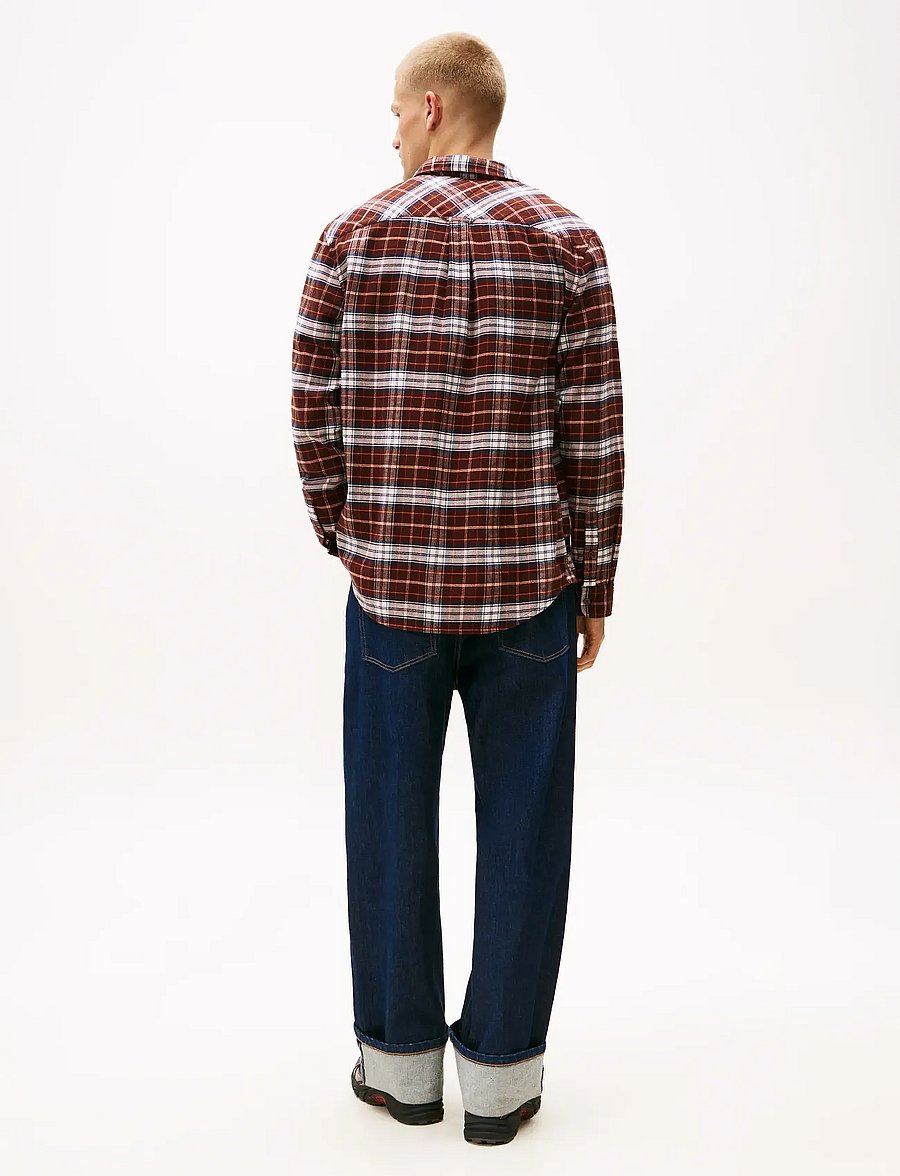 Tommy Jeans - TJM REG FLANNEL CHECK SHIRT EXT - flannel-skjorter - rich brown big check - 4