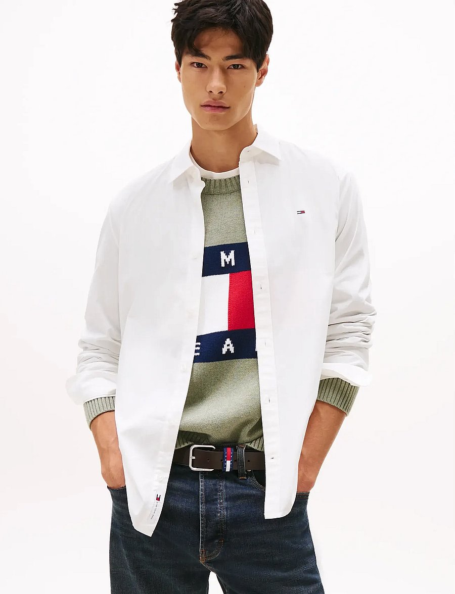 Tommy Jeans - TJM REG POPLIN SHIRT - vabaajasärgid - ecru - 0