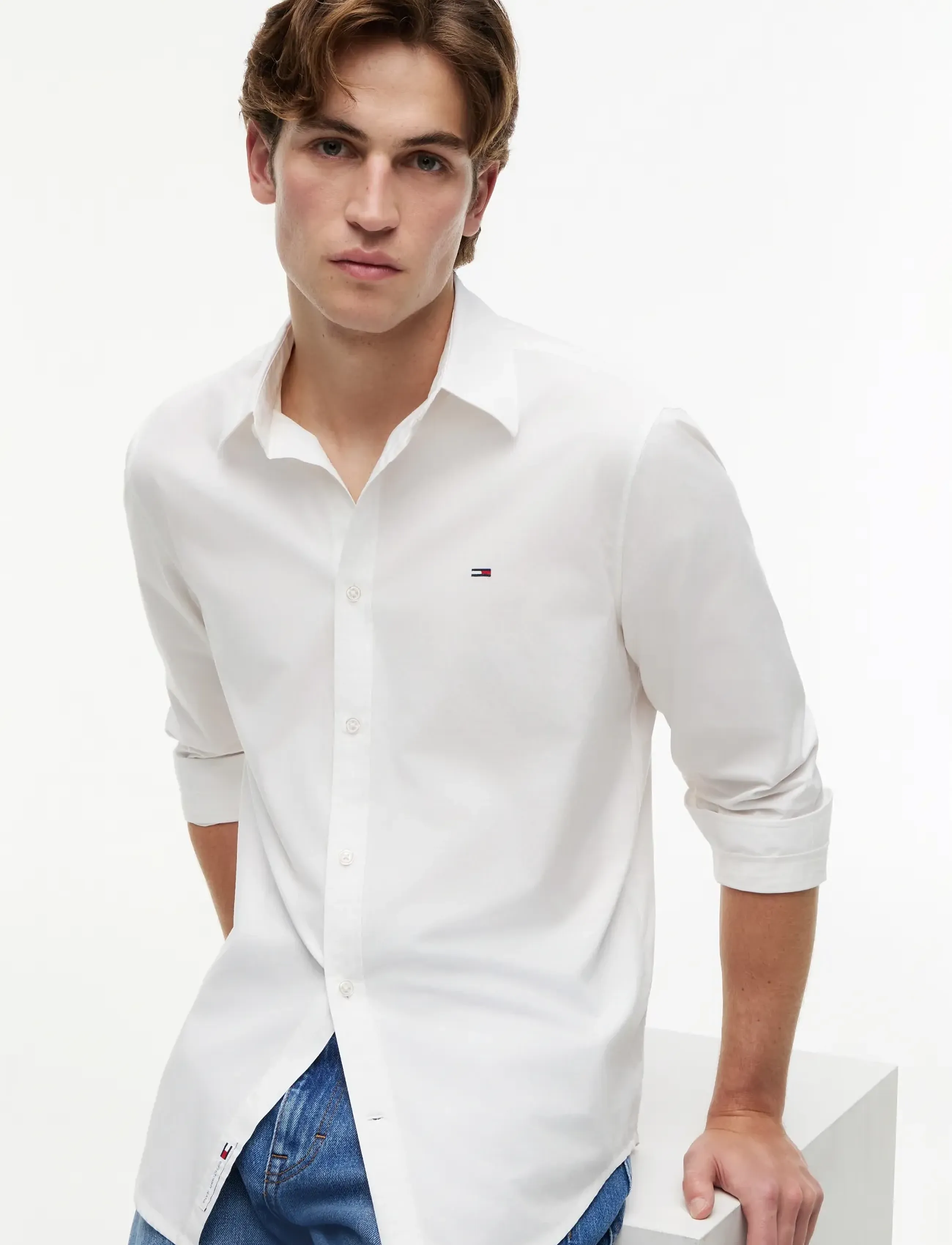 Tommy Jeans - TJM REG POPLIN SHIRT - vabaajasärgid - ecru - 3