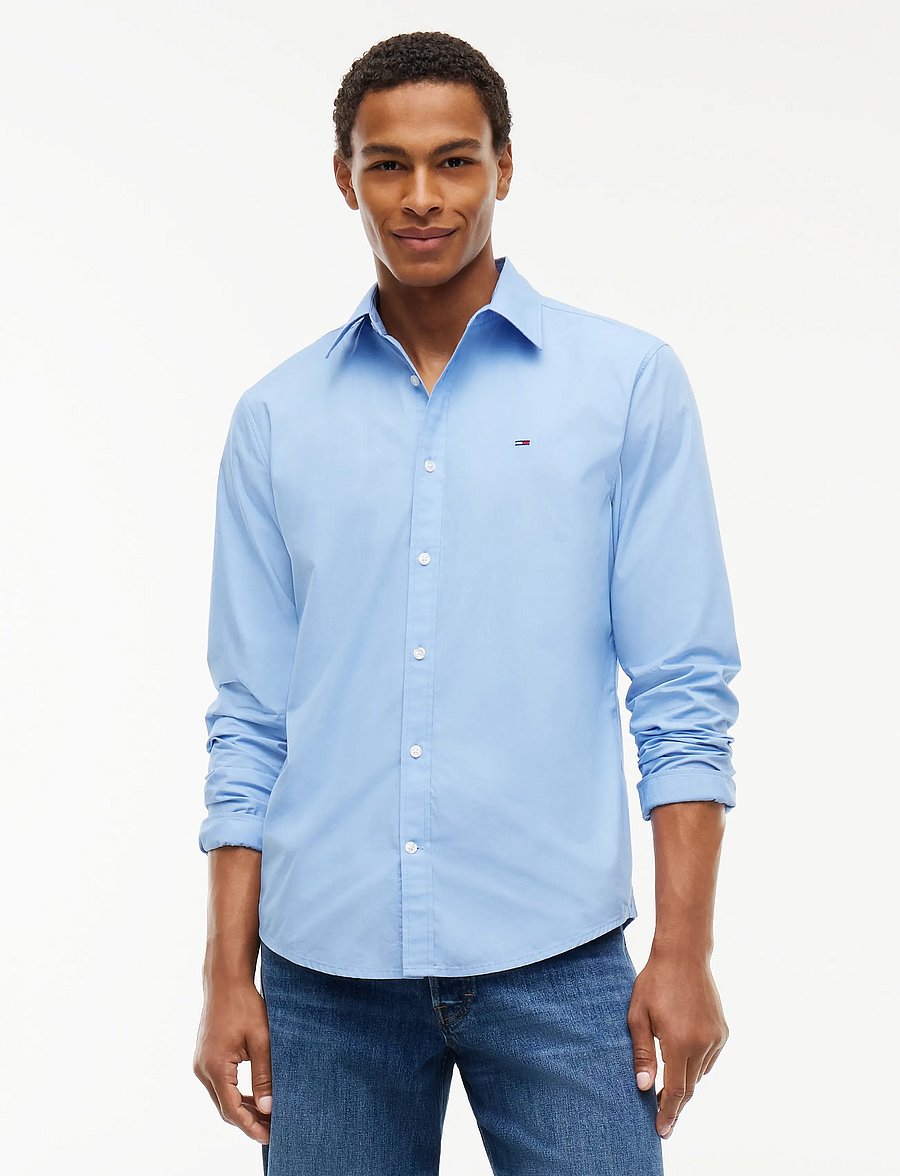 Tommy Jeans - TJM REG POPLIN SHIRT - vabaajasärgid - westside blue - 0