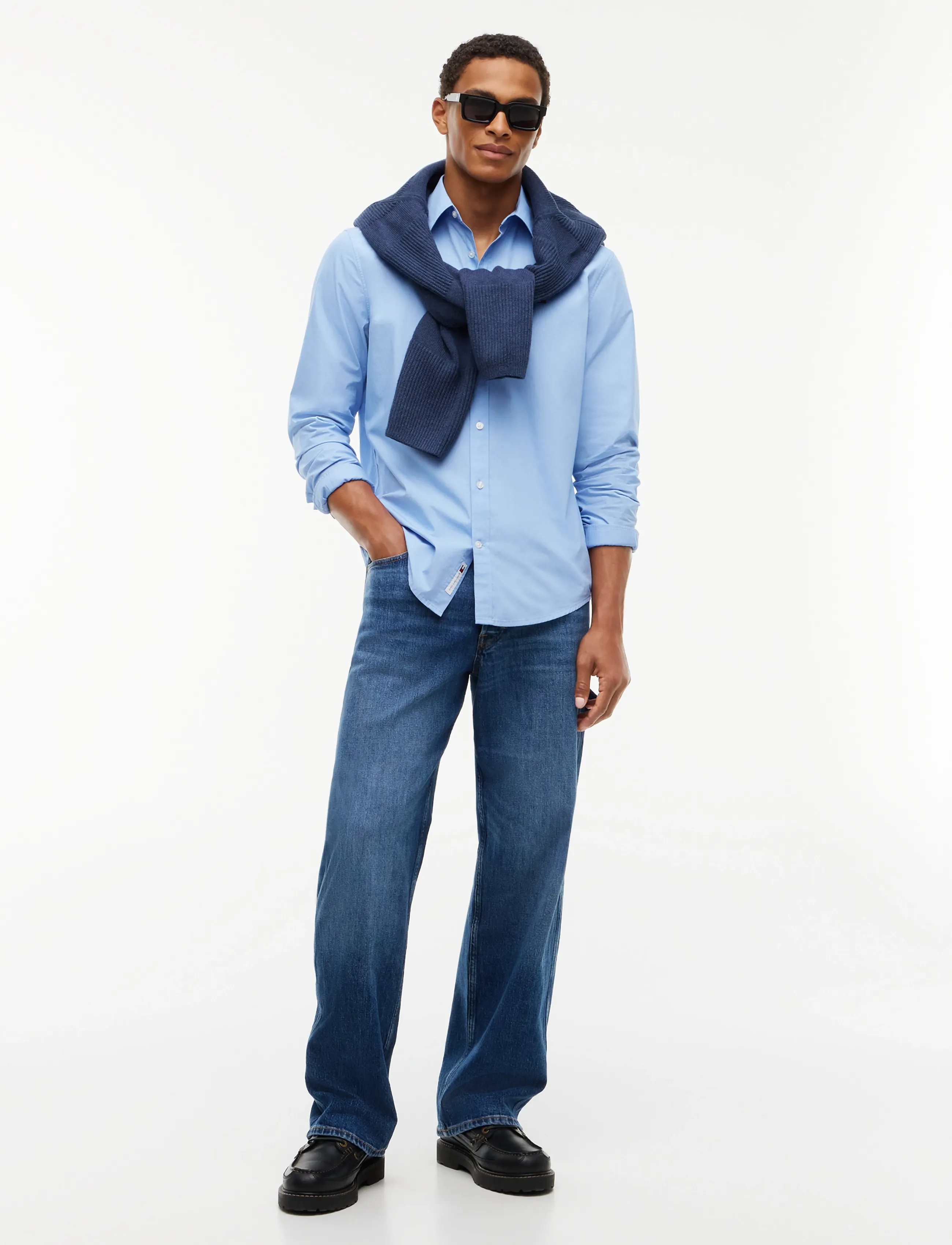 Tommy Jeans - TJM REG POPLIN SHIRT - vabaajasärgid - westside blue - 4