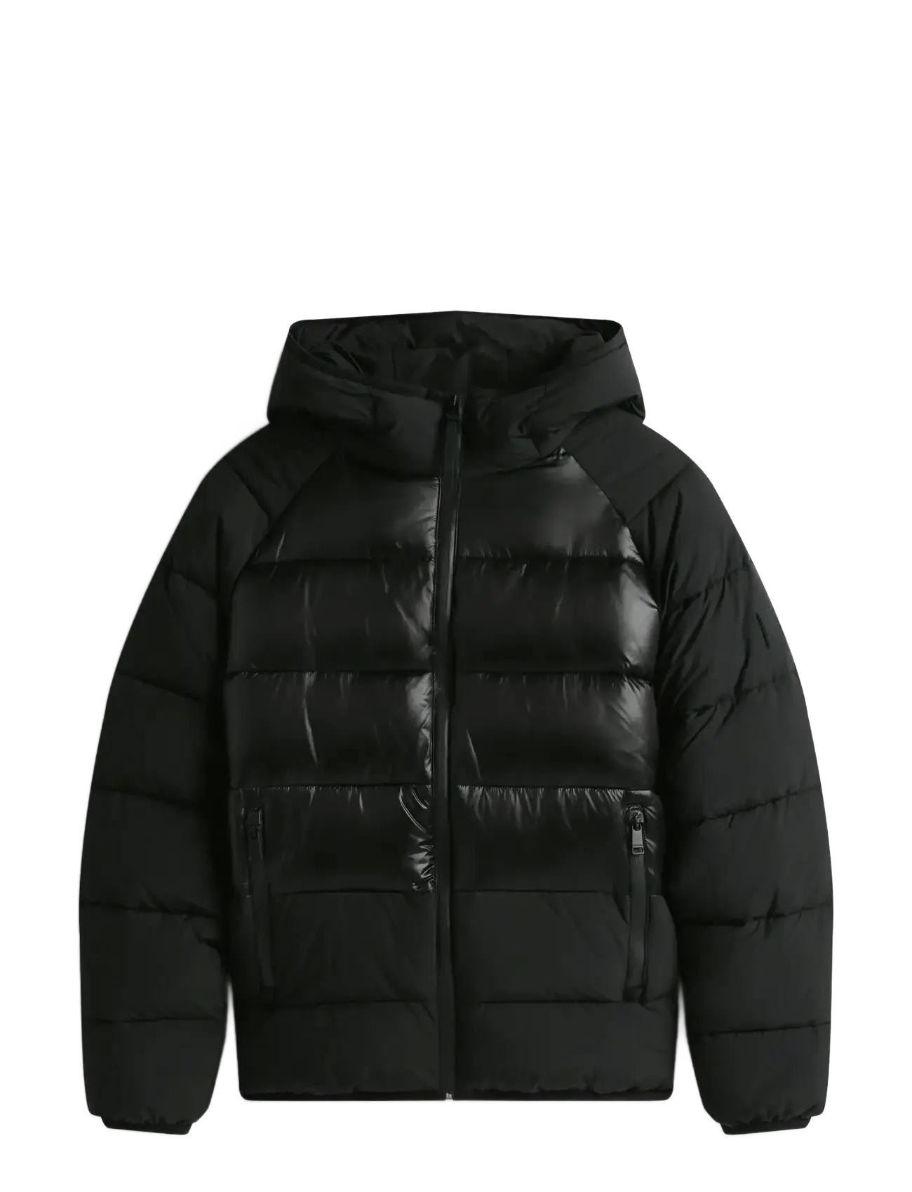 Tommy Jeans TJM HOODED GLOSS MATT PUFFER EXT - Jakid ja mantlid - BLACK / black