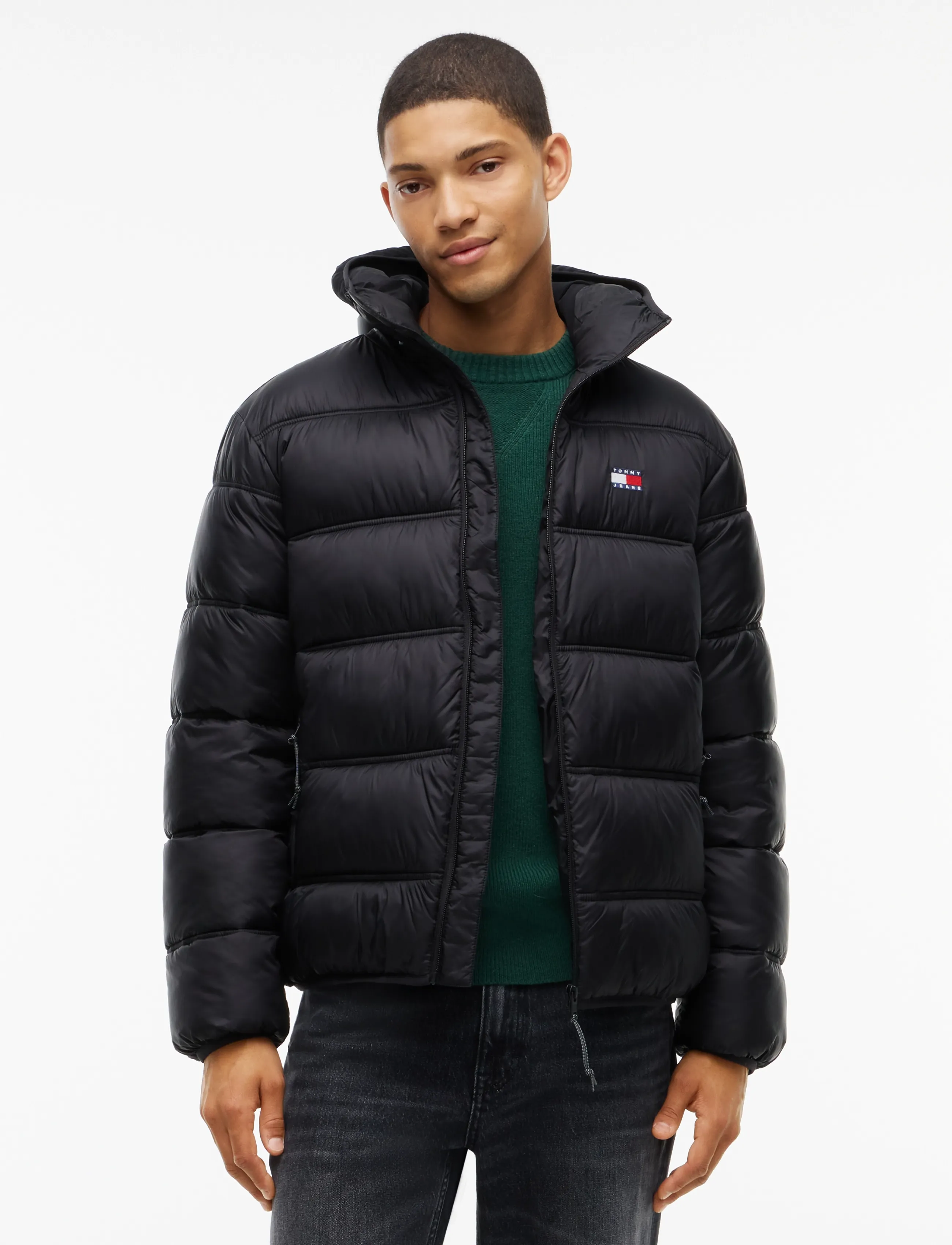 Tommy Jeans TJM HOODED LOGO JACKET EXT - Tommy Hilfiger - BLACK / black
