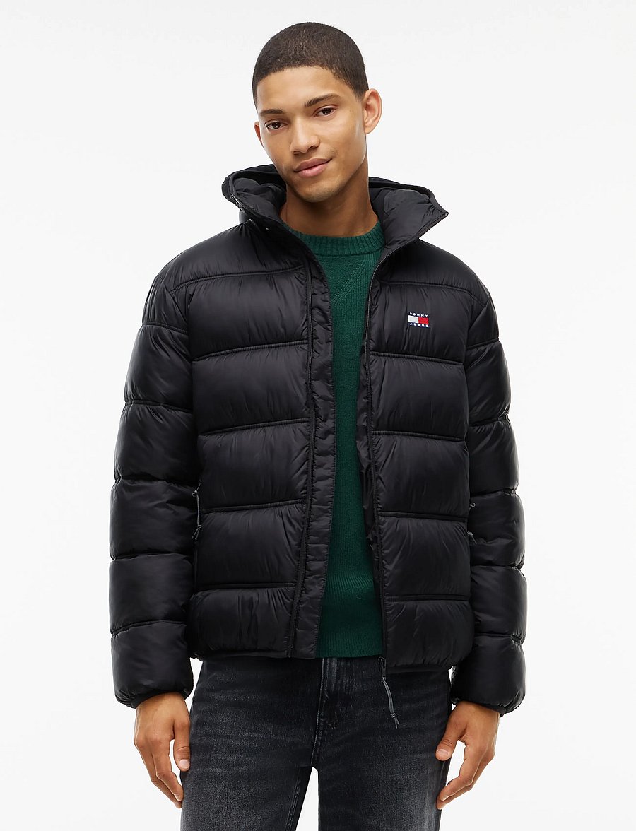 Tommy Jeans - TJM HOODED LOGO JACKET EXT - talvejoped - black - 0