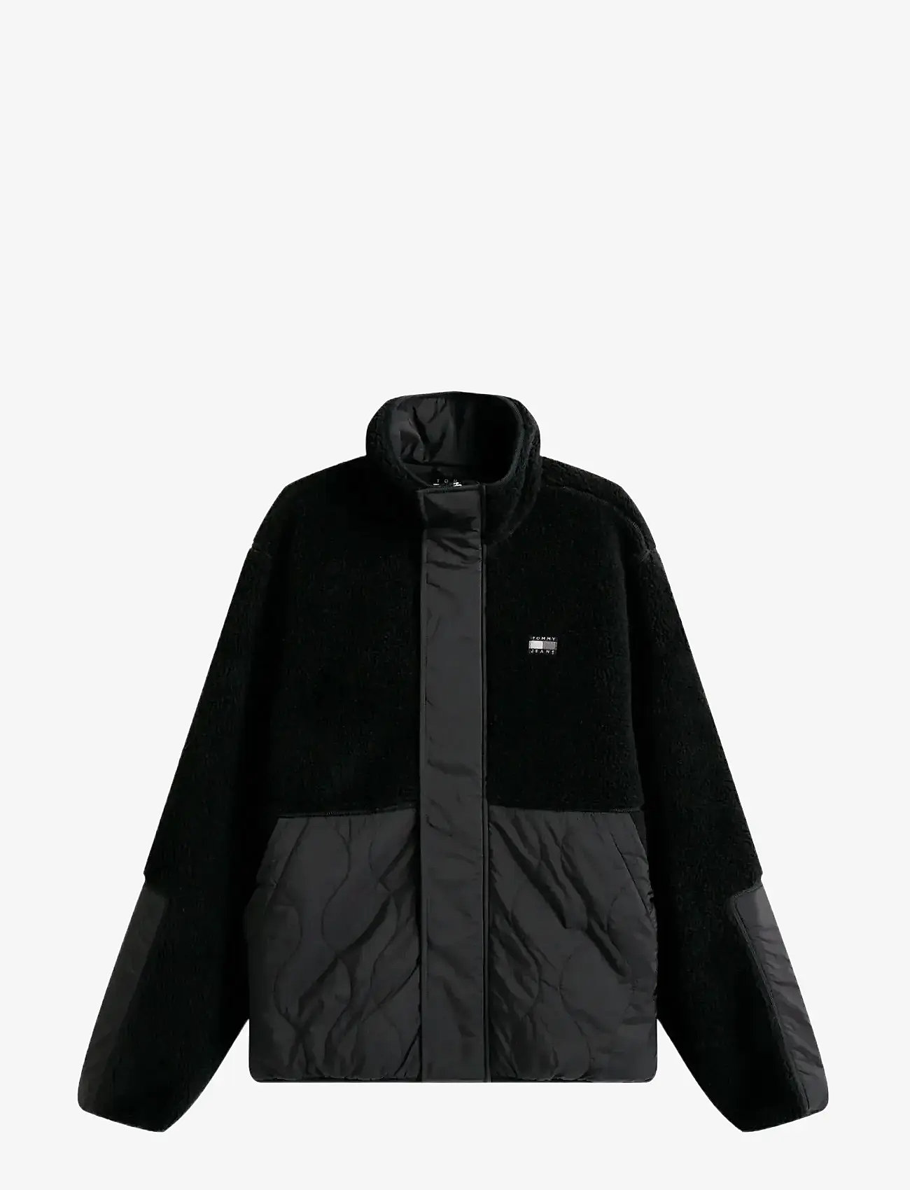 Tommy Jeans - TJM ESSENTL MIX TEDDY JACKET EXT - vårjakker - black - 1