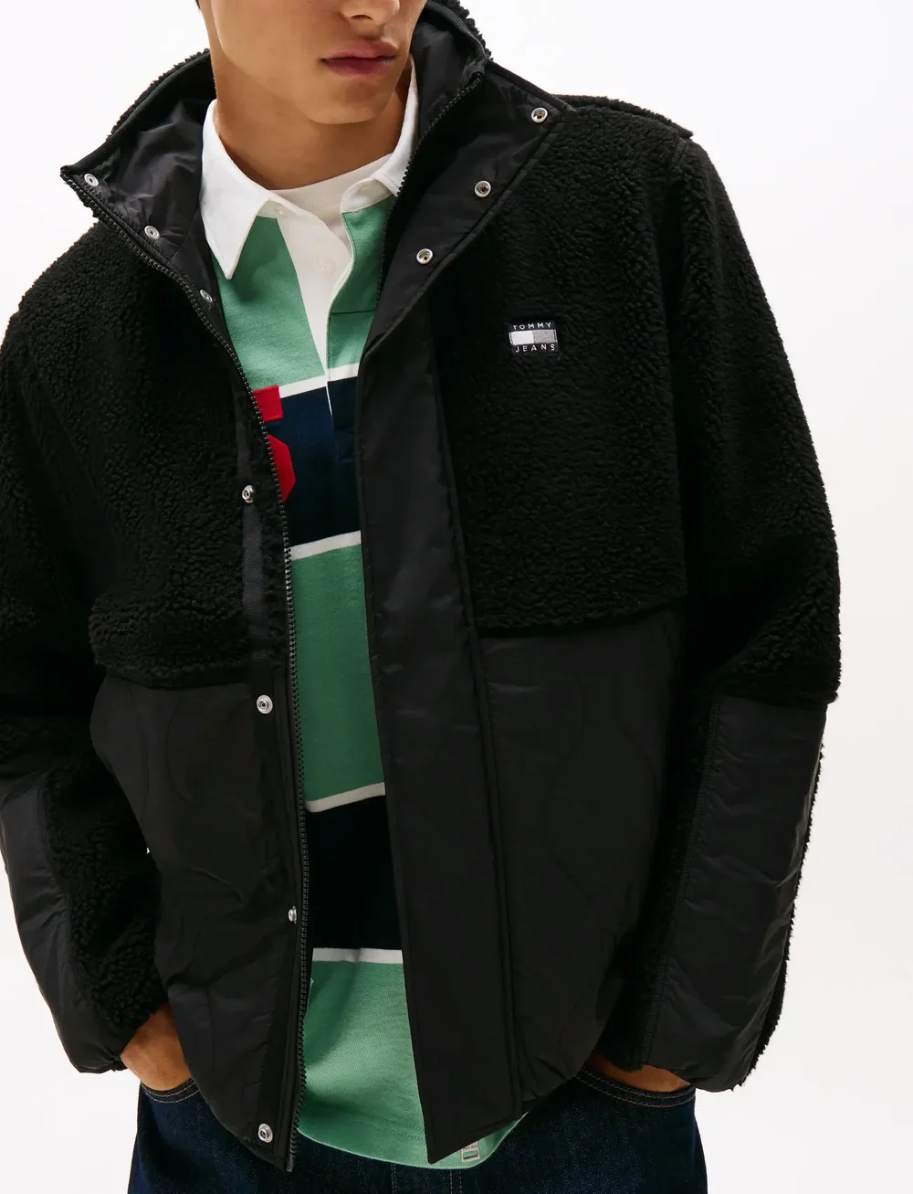 Tommy Jeans - TJM ESSENTL MIX TEDDY JACKET EXT - herbstjacken - black - 4