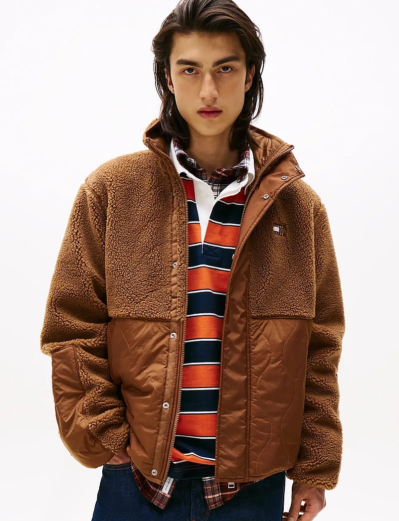 Tommy Jeans - TJM ESSENTL MIX TEDDY JACKET EXT - frühlingsjacken - pecan nut - 0