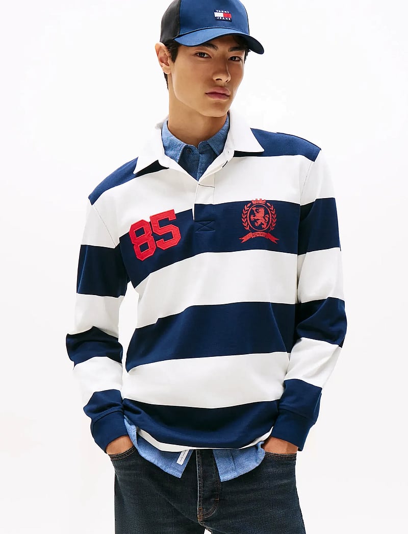 Tommy Jeans - TJM RLX STRIPE RUGBY - langärmelig - dark night navy stripe - 0
