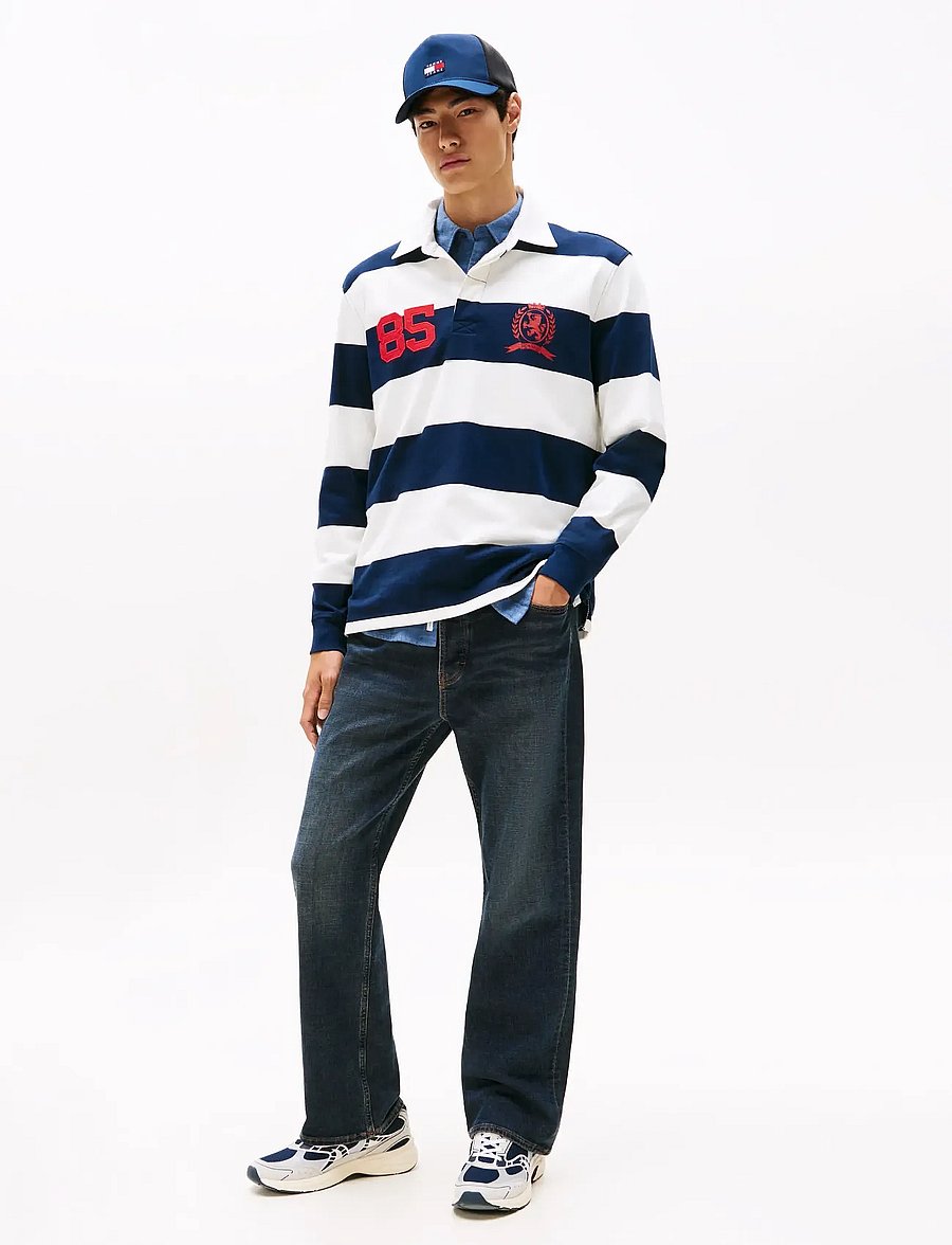 Tommy Jeans - TJM RLX STRIPE RUGBY - lange mouwen - dark night navy stripe - 2
