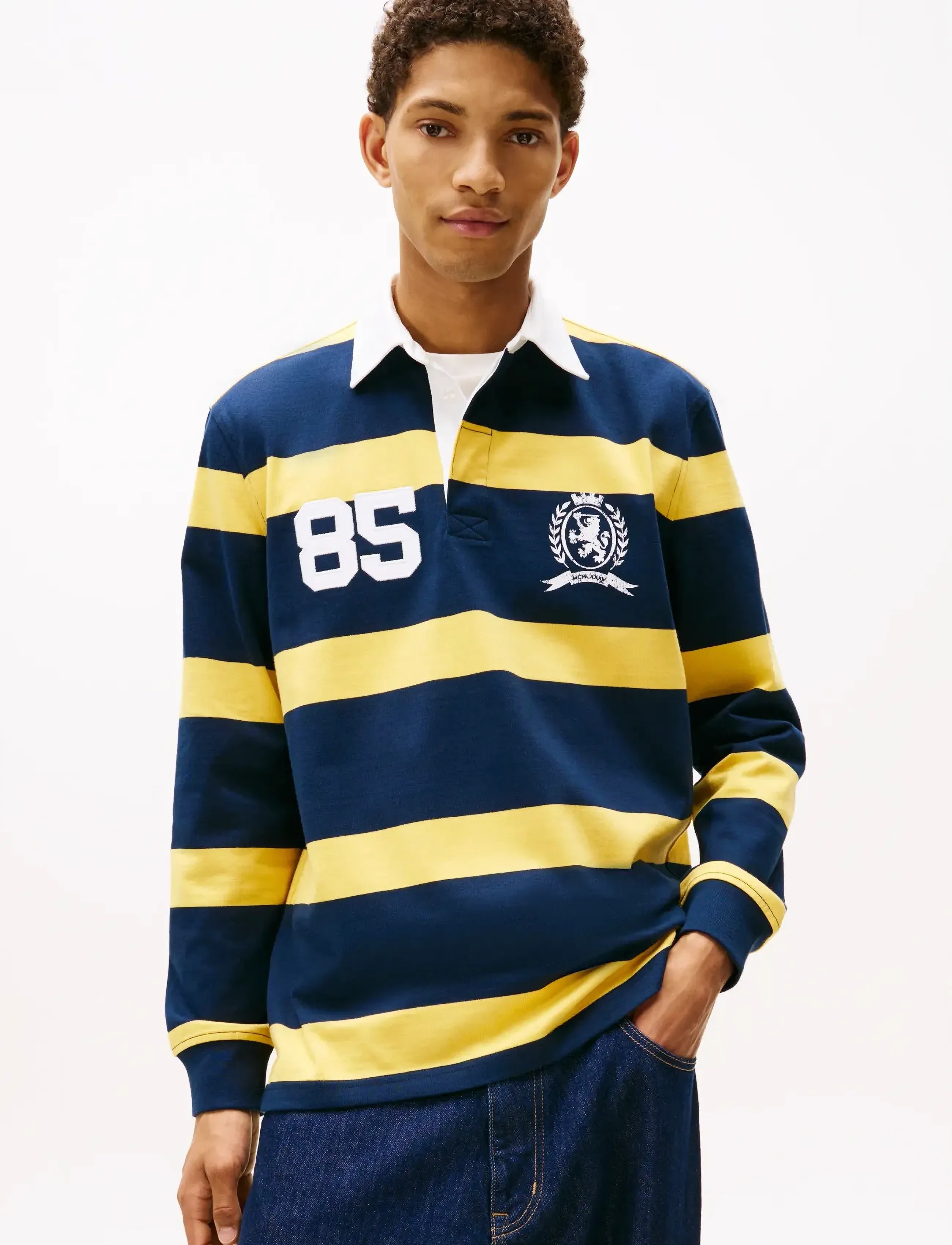 Tommy Jeans TJM RLX STRIPE RUGBY - Tommy Hilfiger - YIELDING YELLOW STRIPE / multi