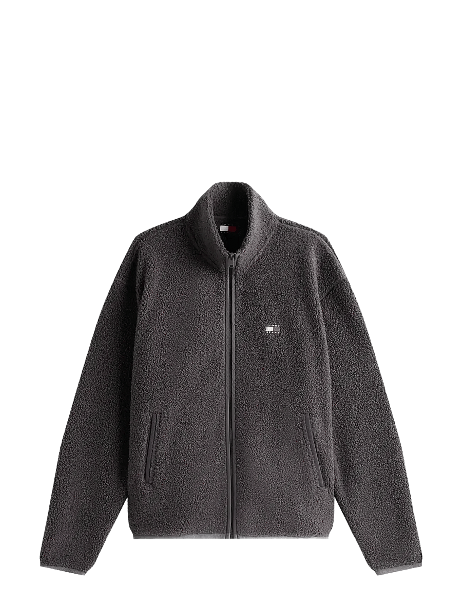 Tommy Jeans - TJM RLX BADGE FZ TEDDY - swetry pluszowe - washed black - 1
