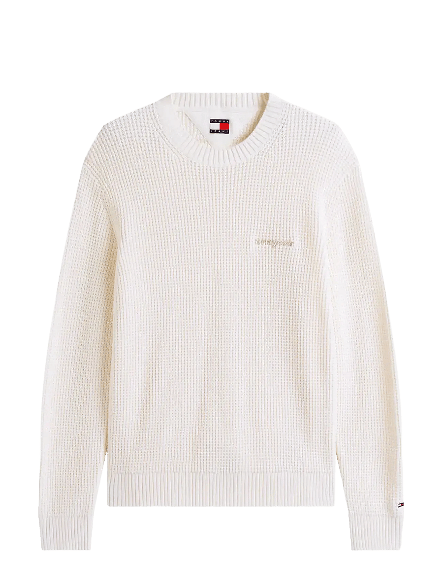 Tommy Jeans - TJM REG SCRIPT CHUNKY SWEAT - rundhals - ancient white - 1