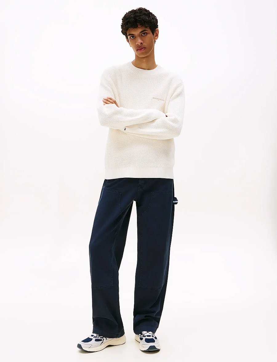 Tommy Jeans - TJM REG SCRIPT CHUNKY SWEAT - rundhals - ancient white - 2