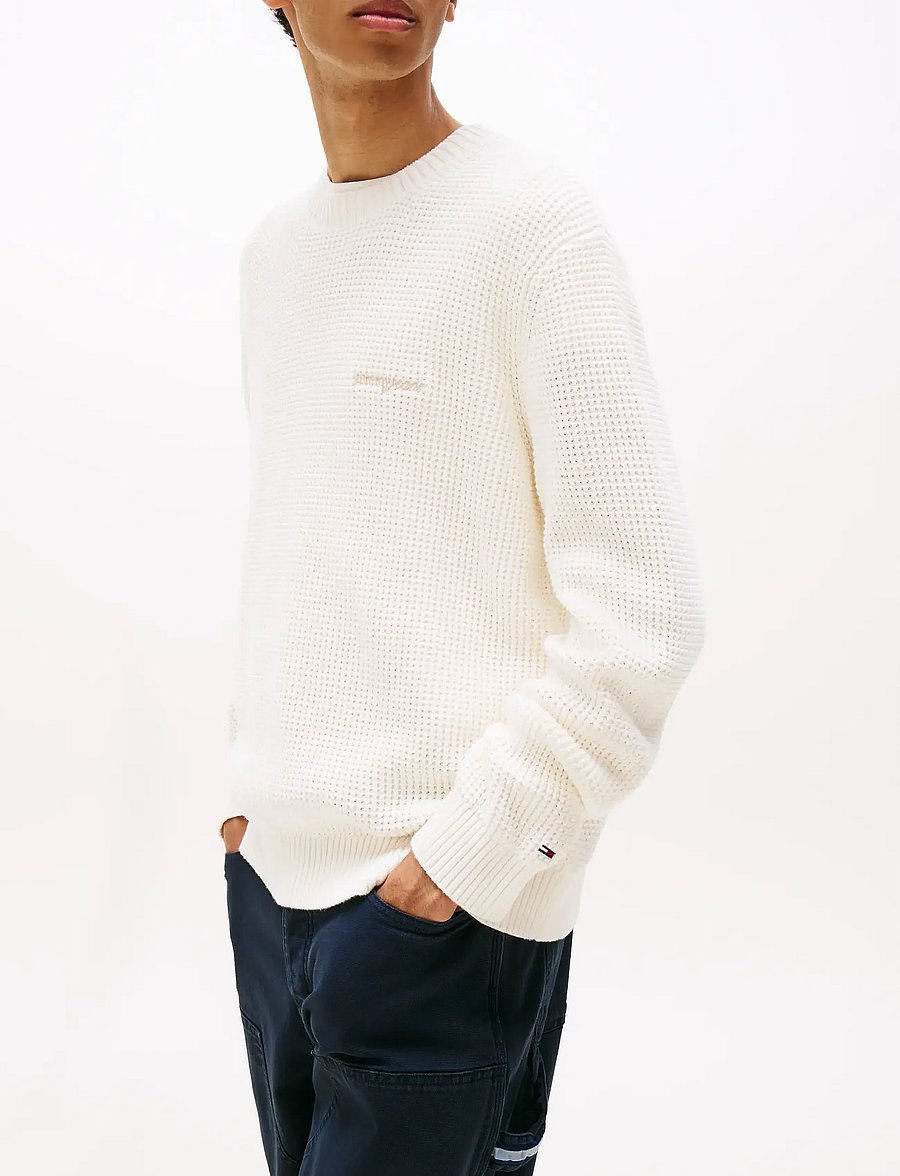 Tommy Jeans - TJM REG SCRIPT CHUNKY SWEAT - rundhals - ancient white - 4