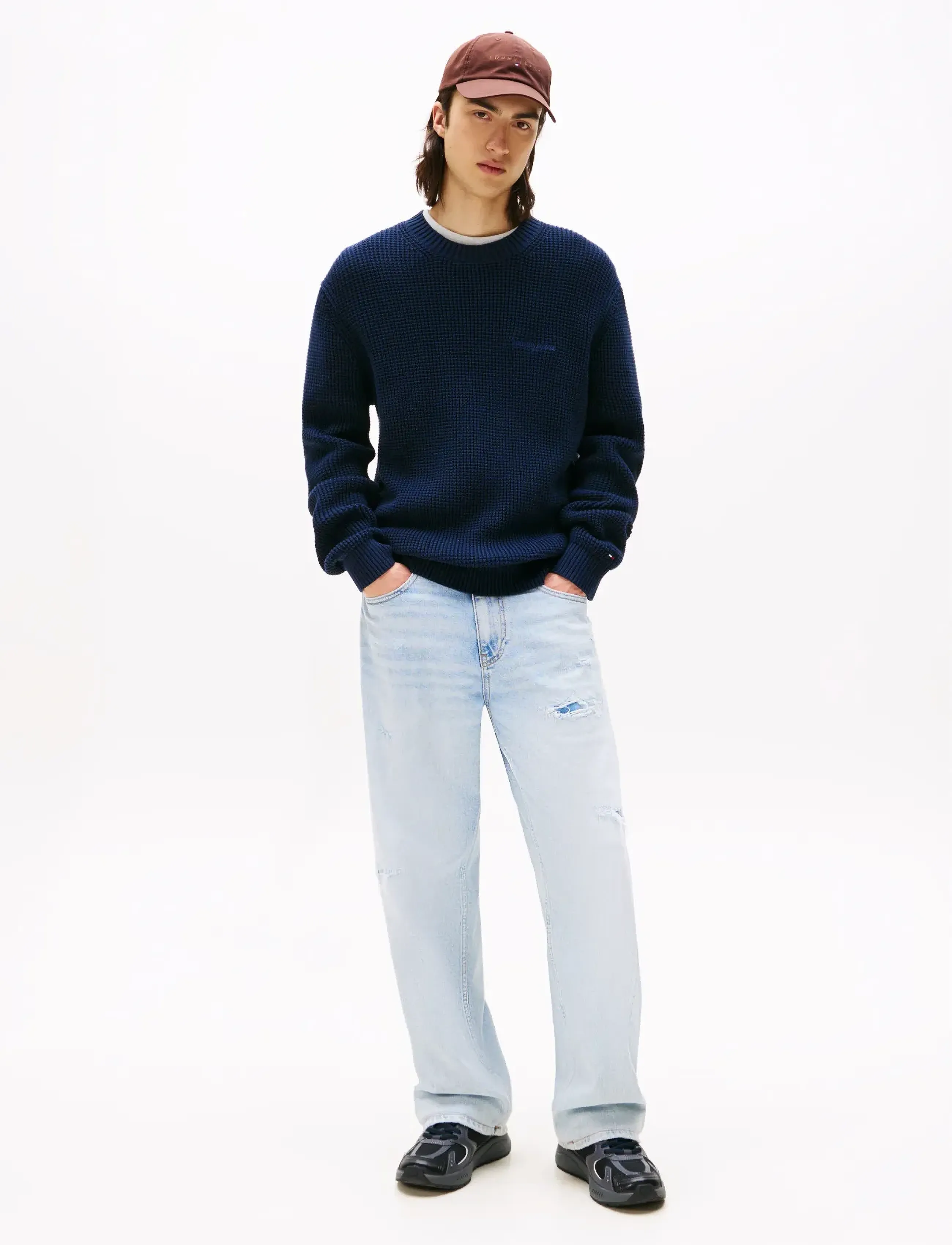 Tommy Jeans - TJM REG SCRIPT CHUNKY SWEAT - pyöreäaukkoiset - dark night navy - 2