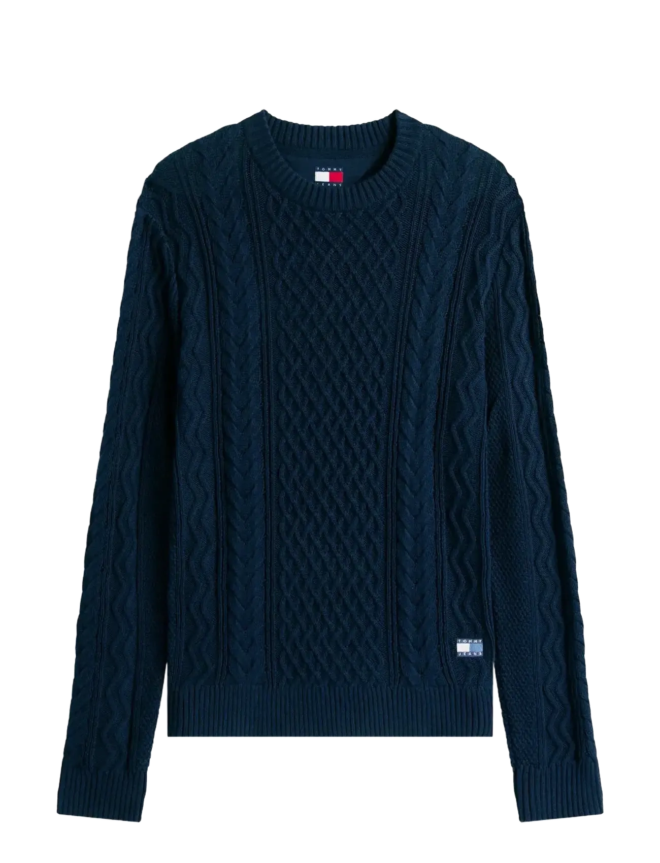 Tommy Jeans TJM SLM BADGE CABLE KNIT SWEATER - Basic-Strickmode - DARK NIGHT NAVY TONAL / navy