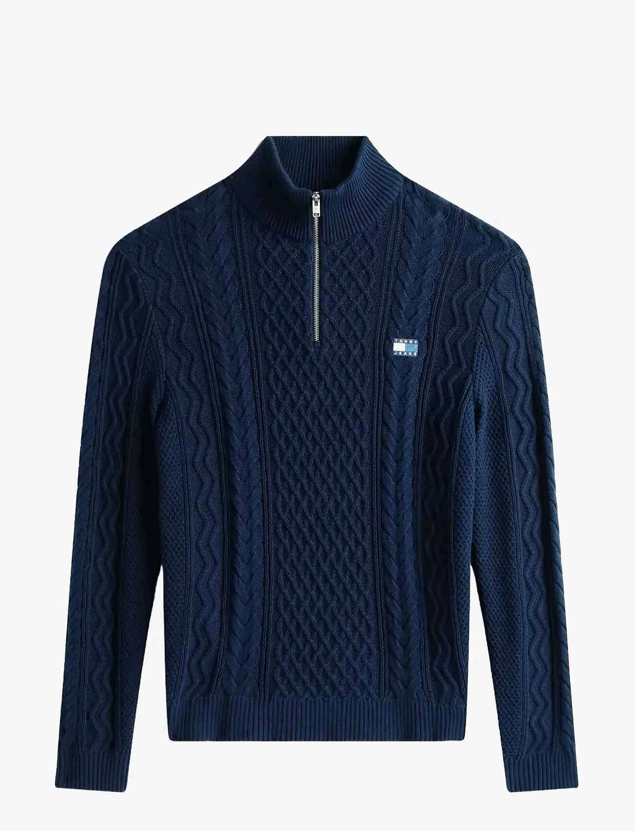 Tommy Jeans - TJM SLIM BADGE CABLE QRTR ZIP - half zip-tröjor - dark night navy tonal - 1