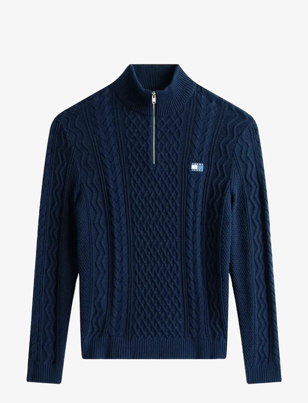 Tommy Jeans - TJM SLIM BADGE CABLE QRTR ZIP - half zip-tröjor - dark night navy tonal - 1