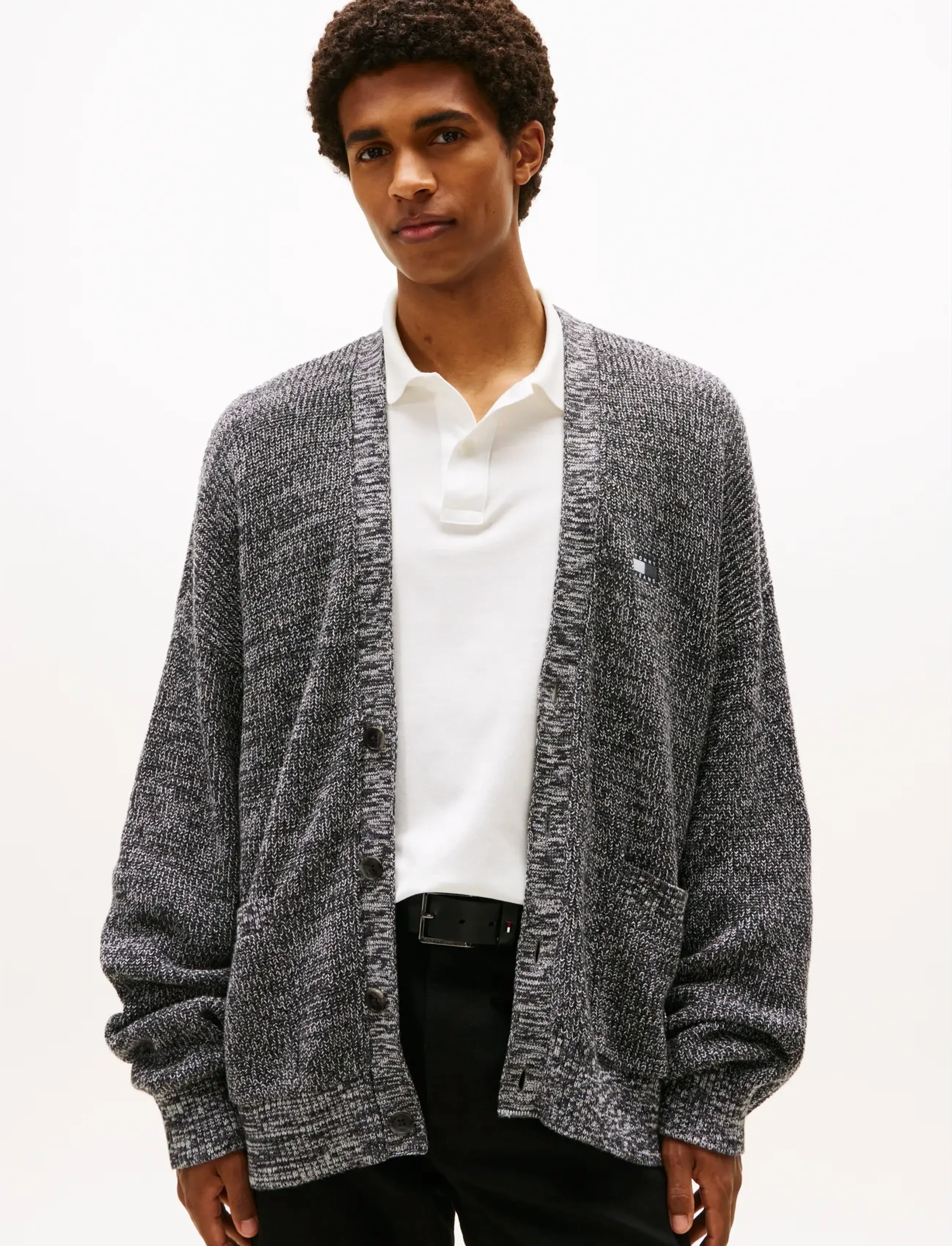 Tommy Jeans TJM RLX BADGE MULTI TWIST CARDI - Kudumid - BLACK / grey