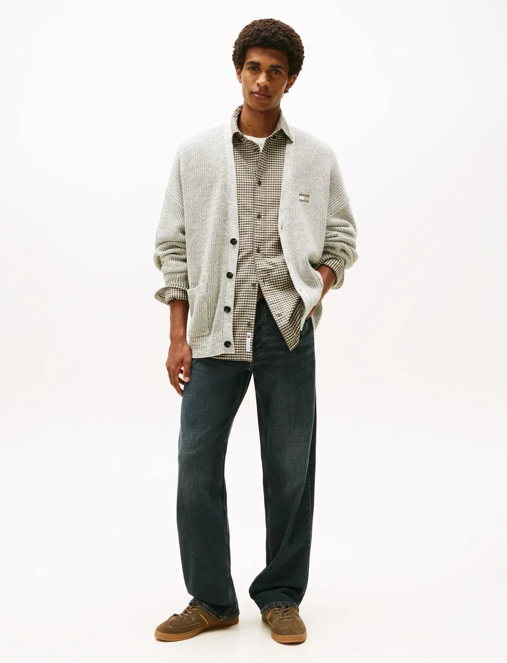 Tommy Jeans - TJM RLX BADGE MULTI TWIST CARDI - koftor - utility sage - 2