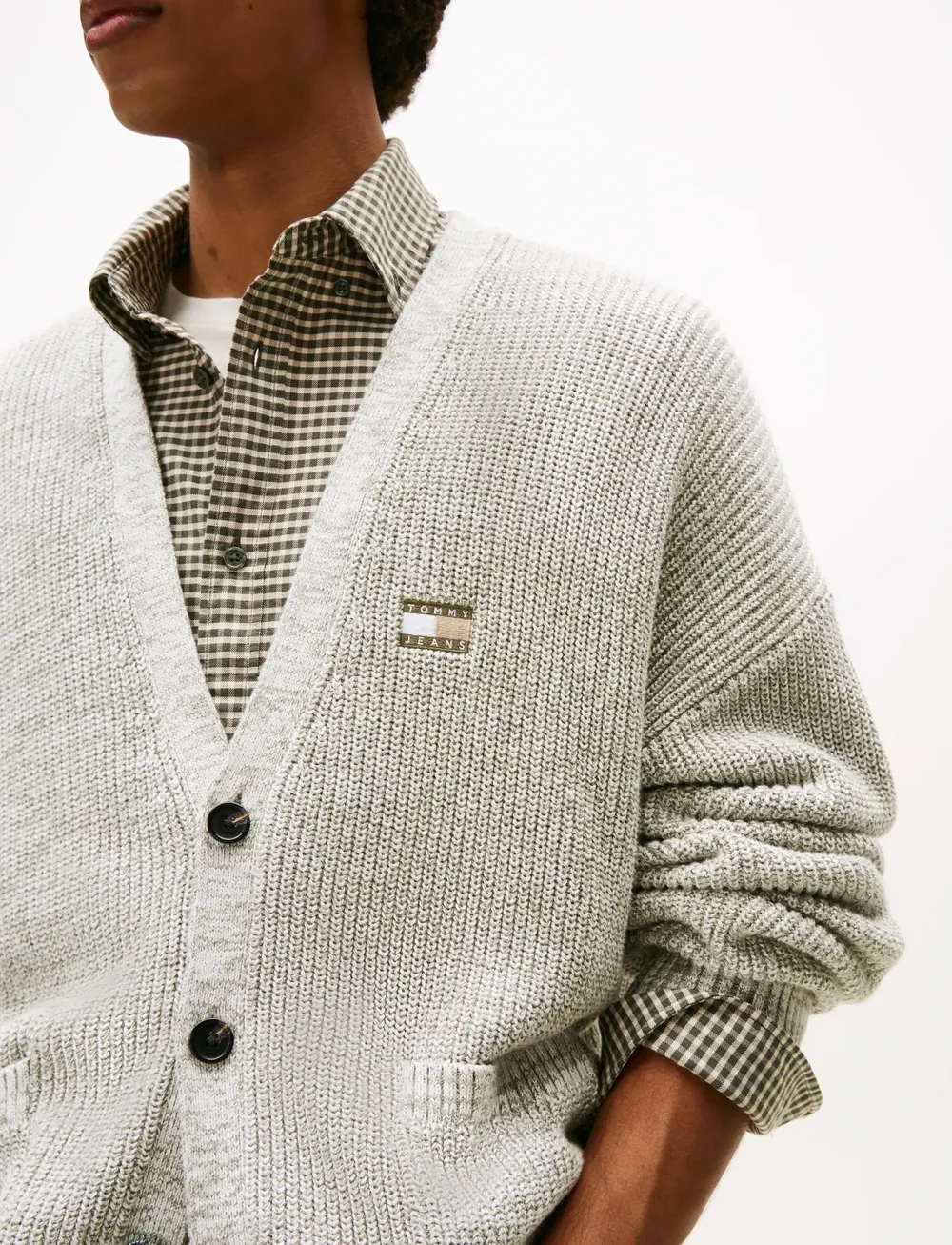 Tommy Jeans - TJM RLX BADGE MULTI TWIST CARDI - koftor - utility sage - 4