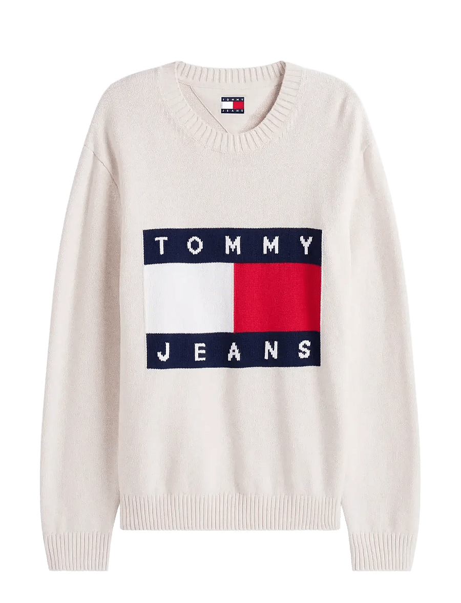 Tommy Jeans - TJM REG MELANGE FLAG SWEATER - rundhals - ancient white htr - 1
