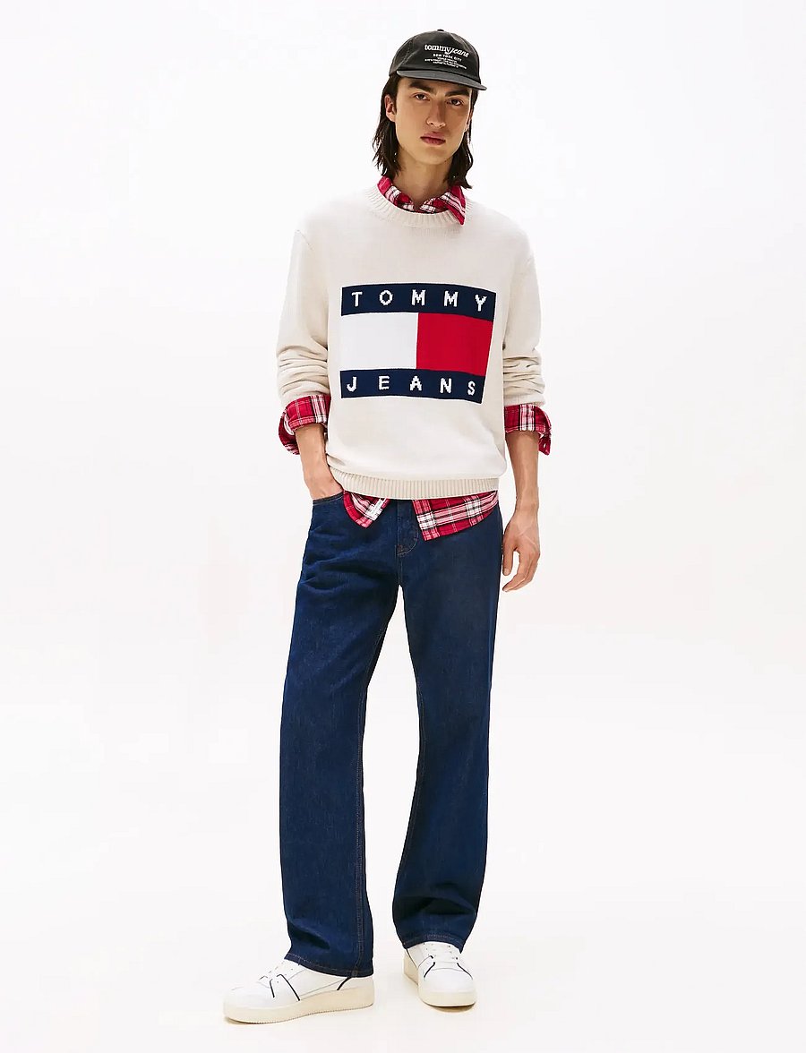 Tommy Jeans - TJM REG MELANGE FLAG SWEATER - rundhals - ancient white htr - 2
