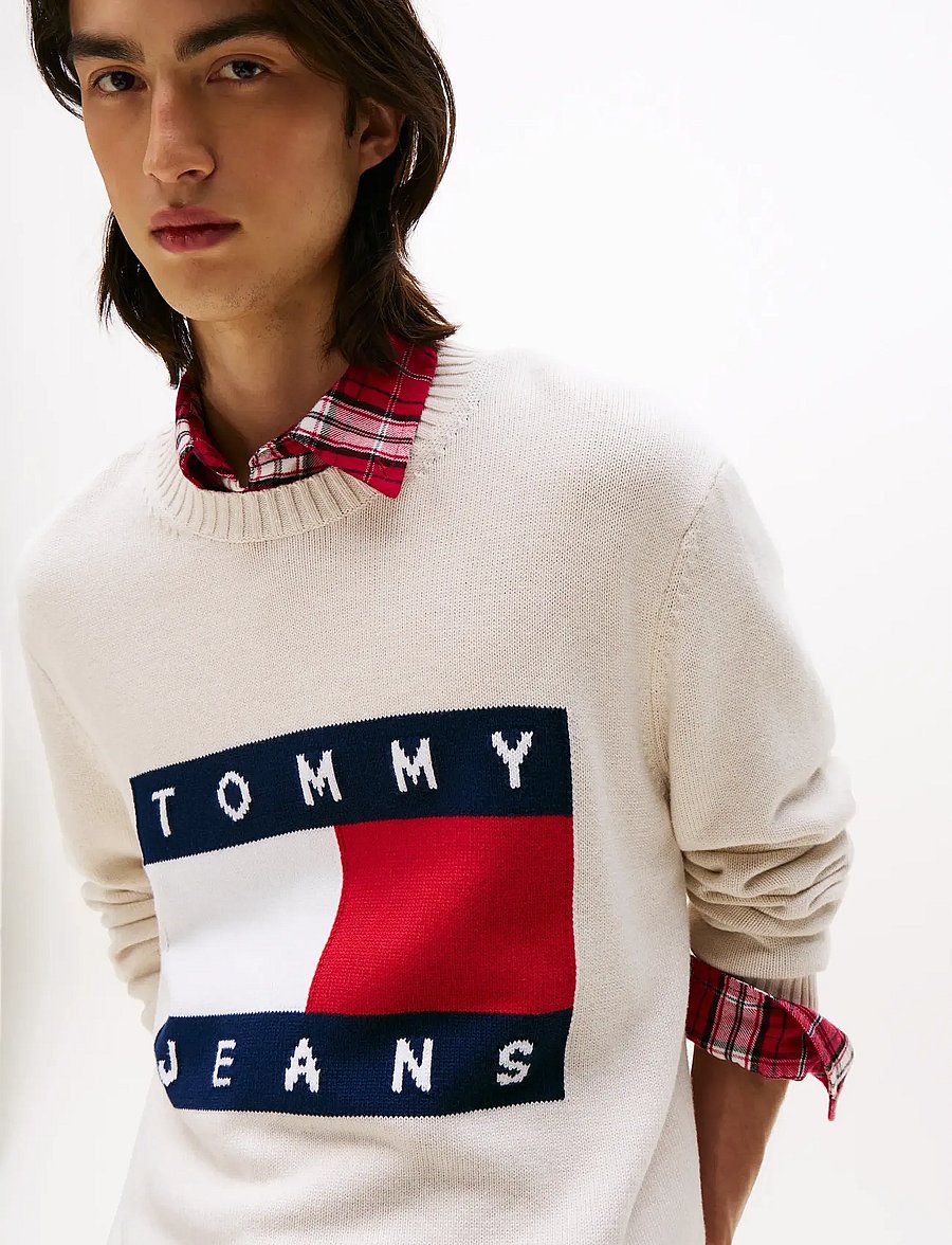 Tommy Jeans - TJM REG MELANGE FLAG SWEATER - rundhals - ancient white htr - 4