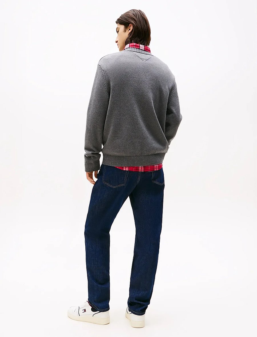 Tommy Jeans - TJM REG MELANGE FLAG SWEATER - pulls col rond - black htr - 3