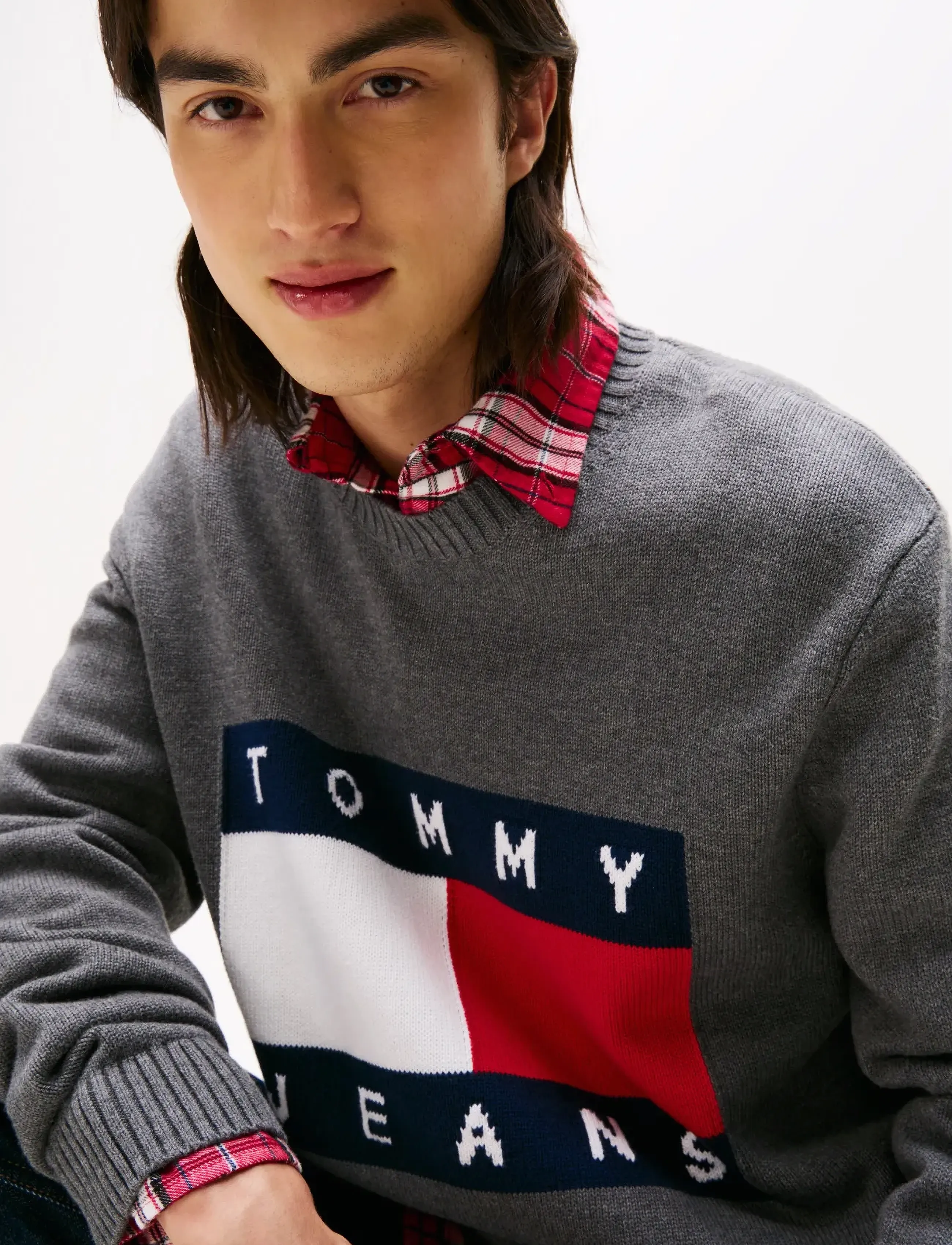 Tommy Jeans - TJM REG MELANGE FLAG SWEATER - rund hals - black htr - 4