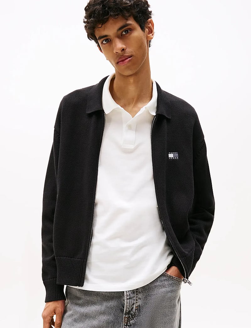 Tommy Jeans - TJM RLX TNL BADGE FZ SWEAT - dressipluusid - black - 0