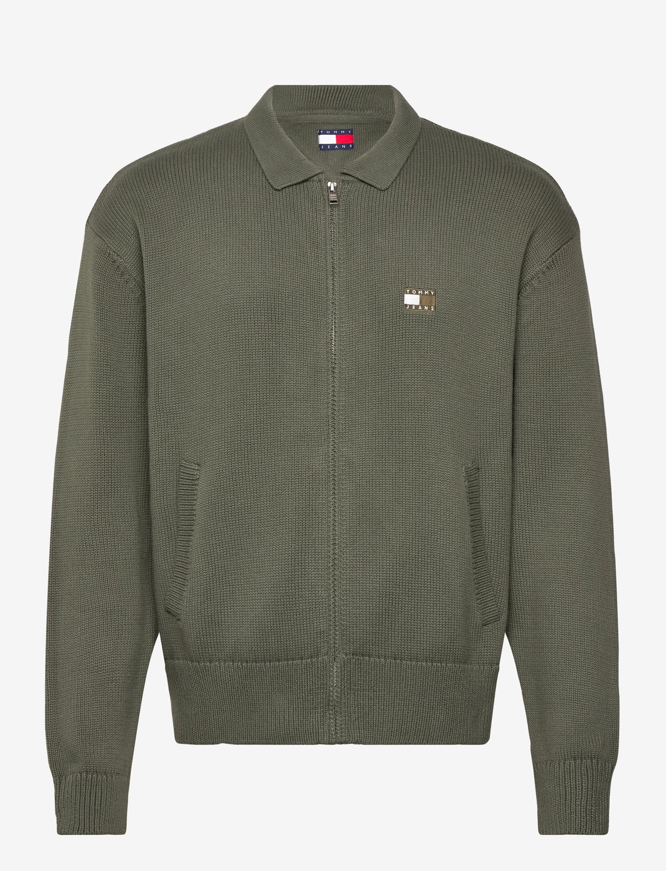 Tommy Jeans - TJM RLX TNL BADGE FZ SWEAT - sweatshirts - pewter green - 1
