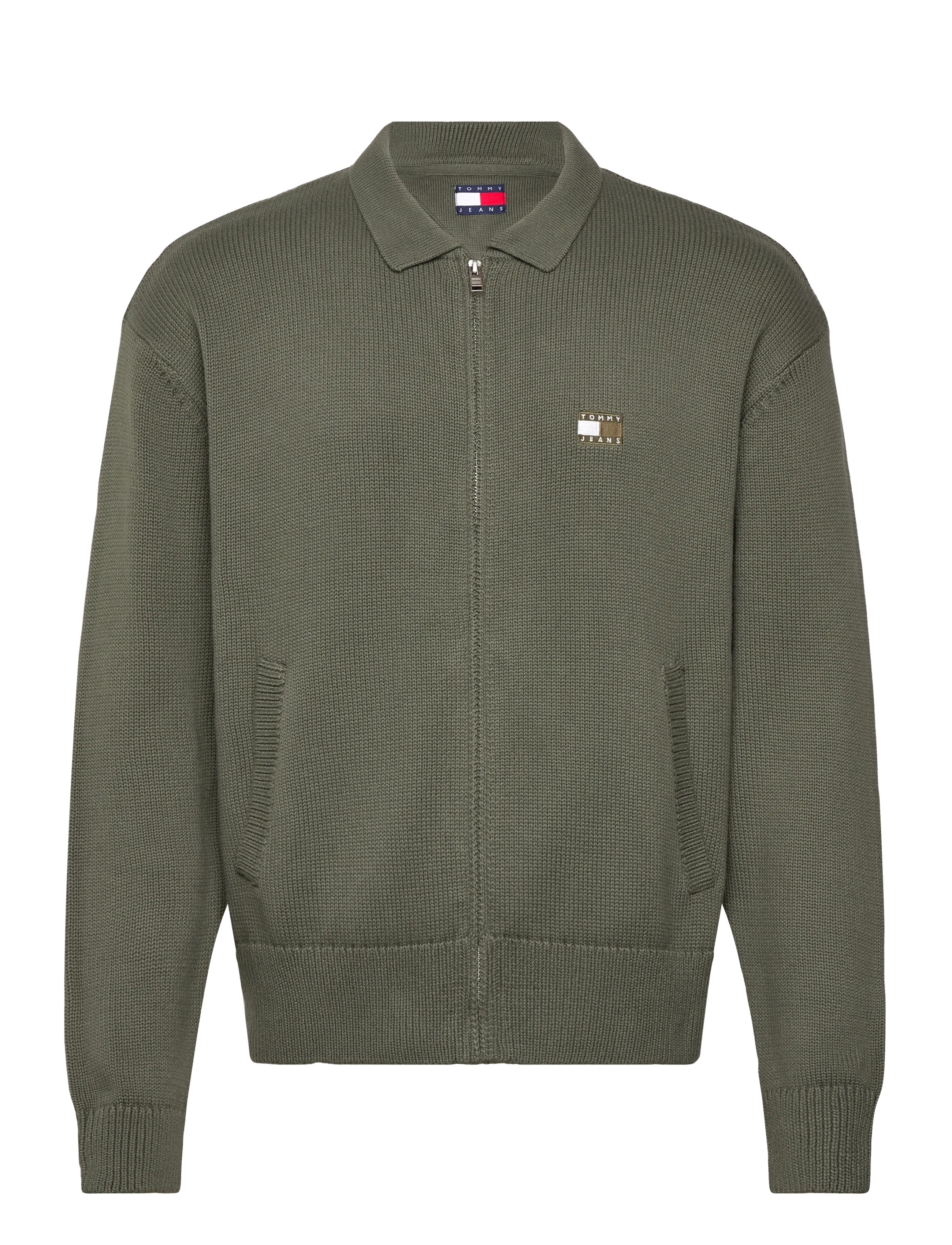 Tommy Jeans TJM RLX TNL BADGE FZ SWEAT - Sweatshirts & hættetrøjer - PEWTER GREEN / khaki/green