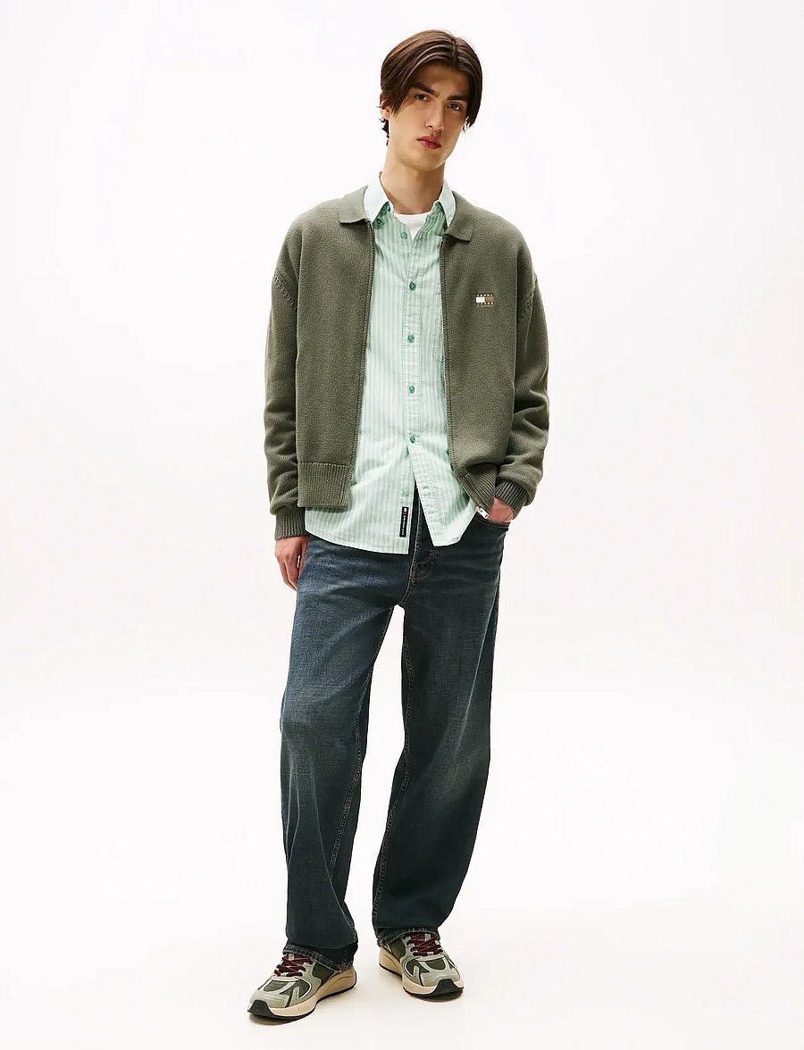 Tommy Jeans - TJM RLX TNL BADGE FZ SWEAT - sweats - pewter green - 3