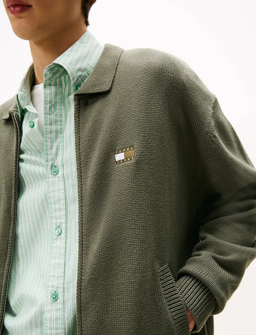Tommy Jeans - TJM RLX TNL BADGE FZ SWEAT - sweats - pewter green - 5