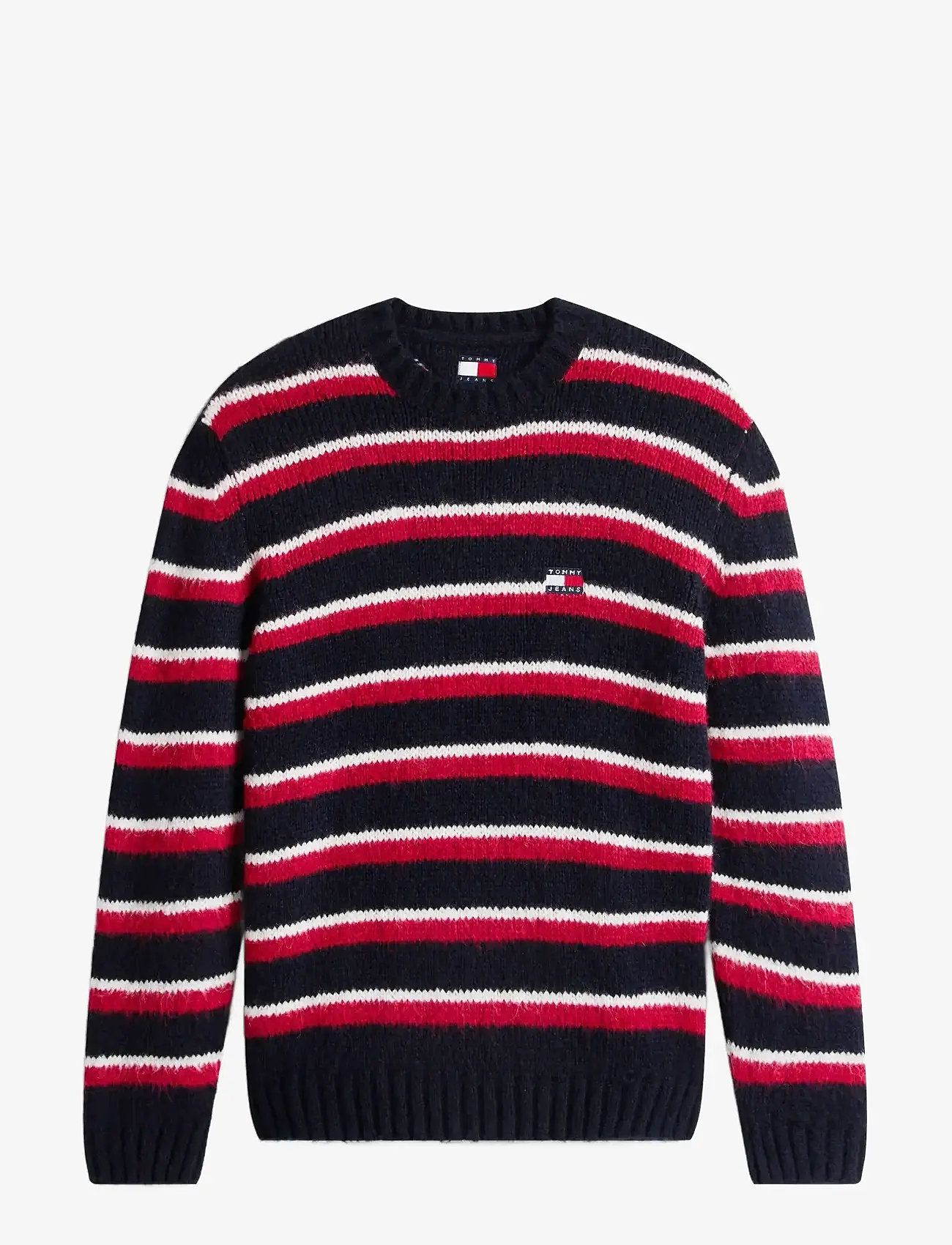 Tommy Jeans - TJM REG BRSHD STRPE BADGE SWEAT - megztiniai su apvalia apykakle - bohemian rose stripe - 1