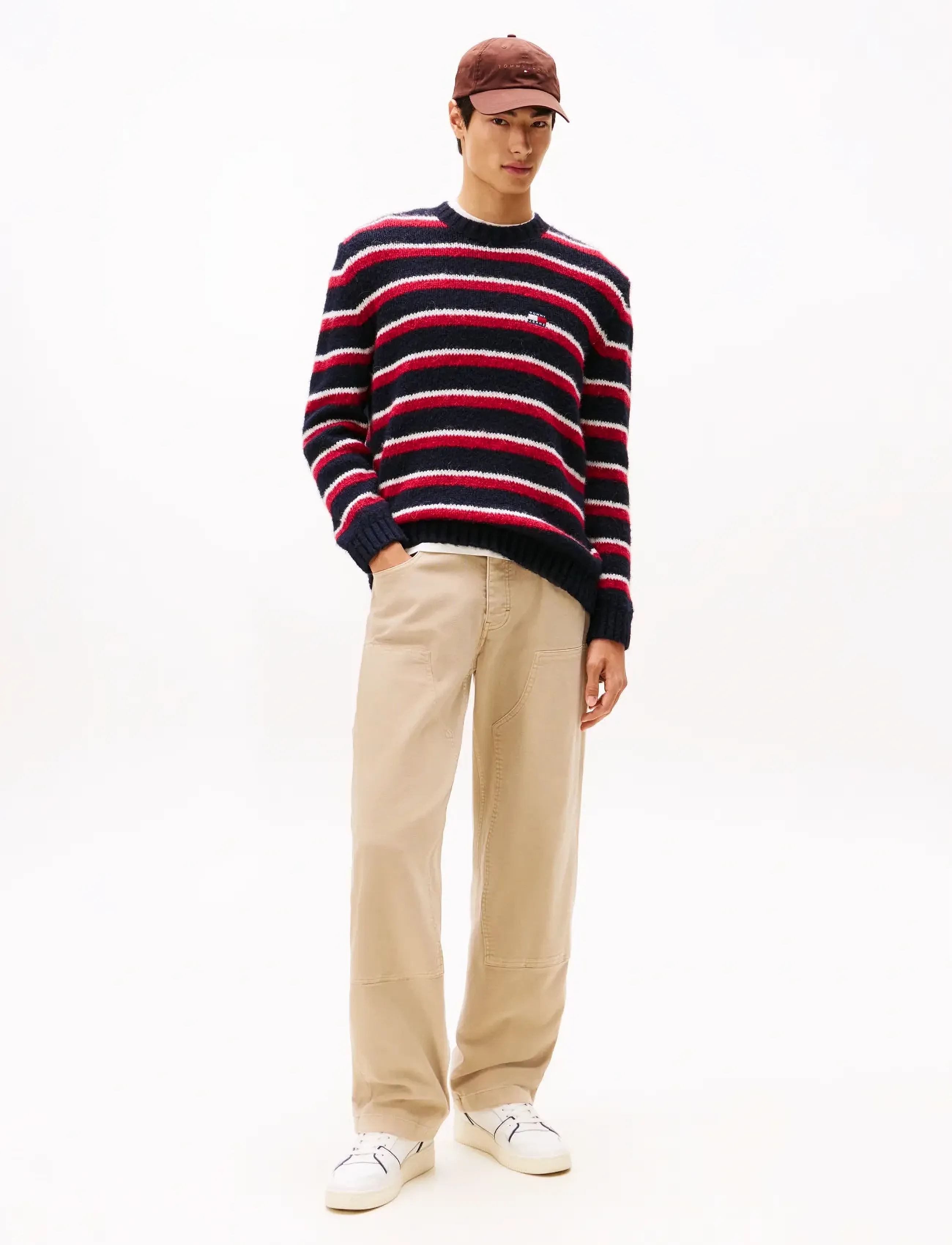 Tommy Jeans - TJM REG BRSHD STRPE BADGE SWEAT - rundhalsad - bohemian rose stripe - 2