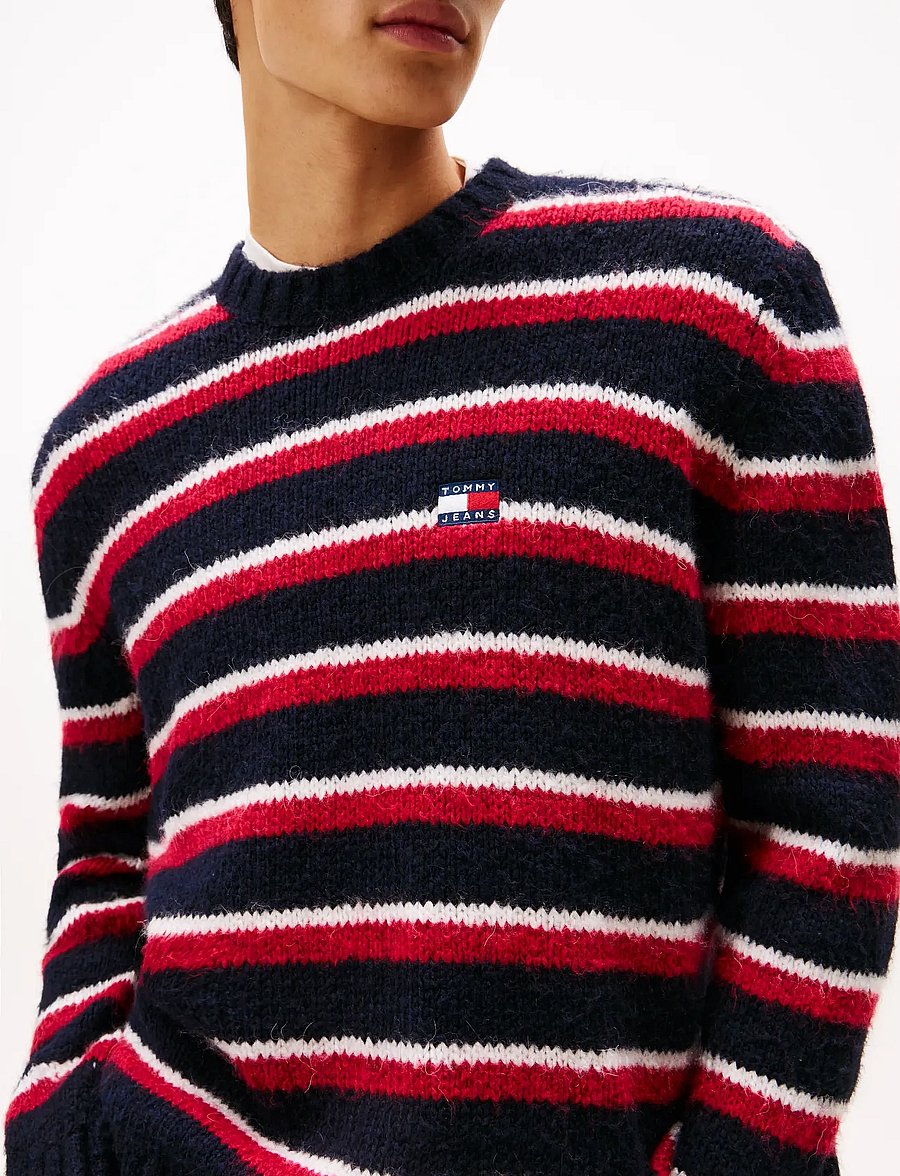 Tommy Jeans - TJM REG BRSHD STRPE BADGE SWEAT - Ümara kaelusega - bohemian rose stripe - 4