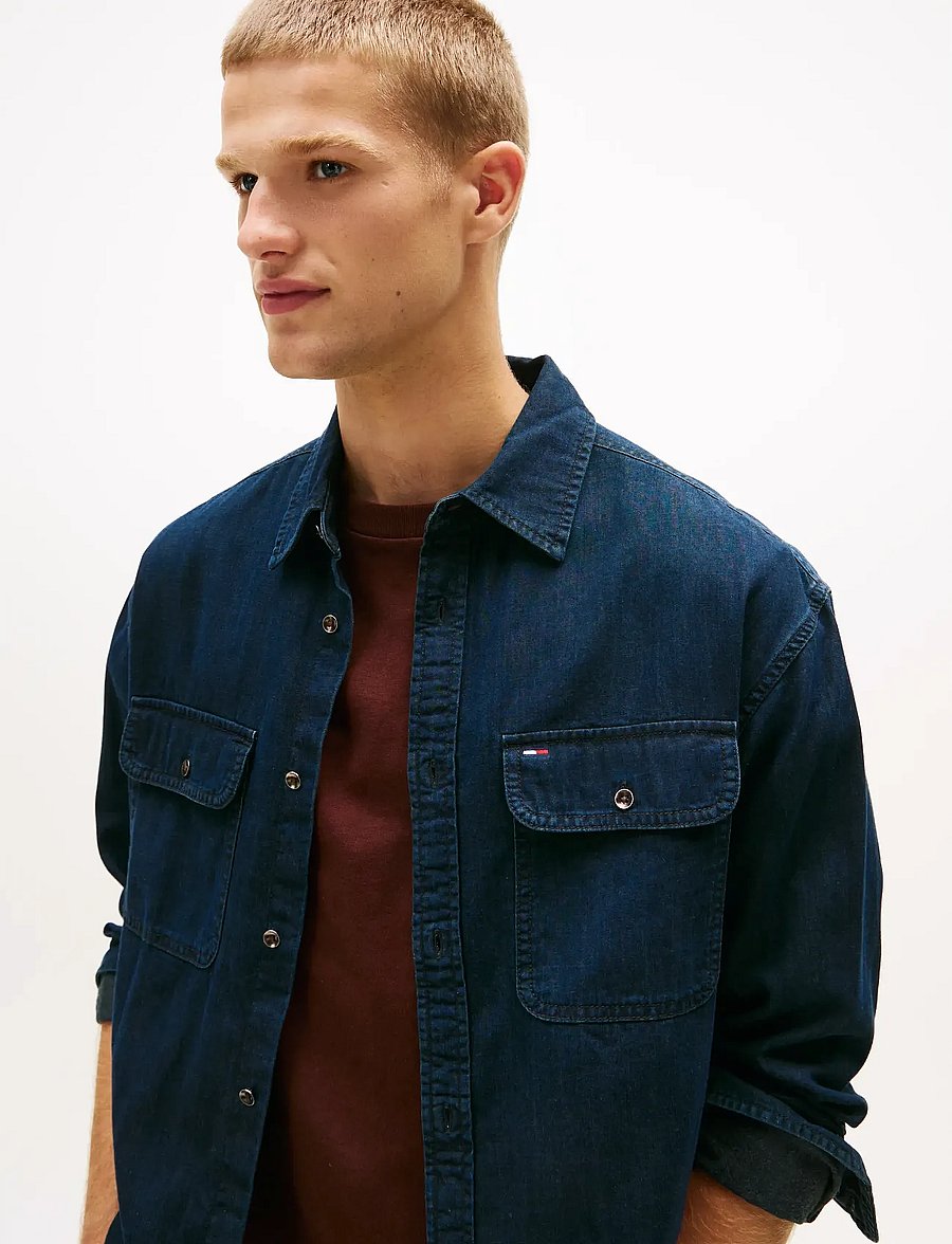 Tommy Jeans - LS RELAXED DENIM SHIRT BL BK - chemises en jean - denim dark 01 - 5