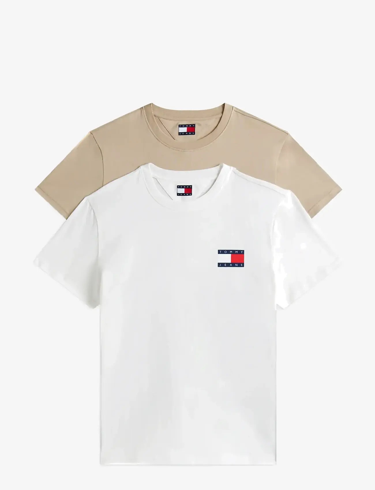 Tommy Jeans - TJM SLIM 2PACK ESS FLAG TEE - lyhythihaiset - ecru silt - 1